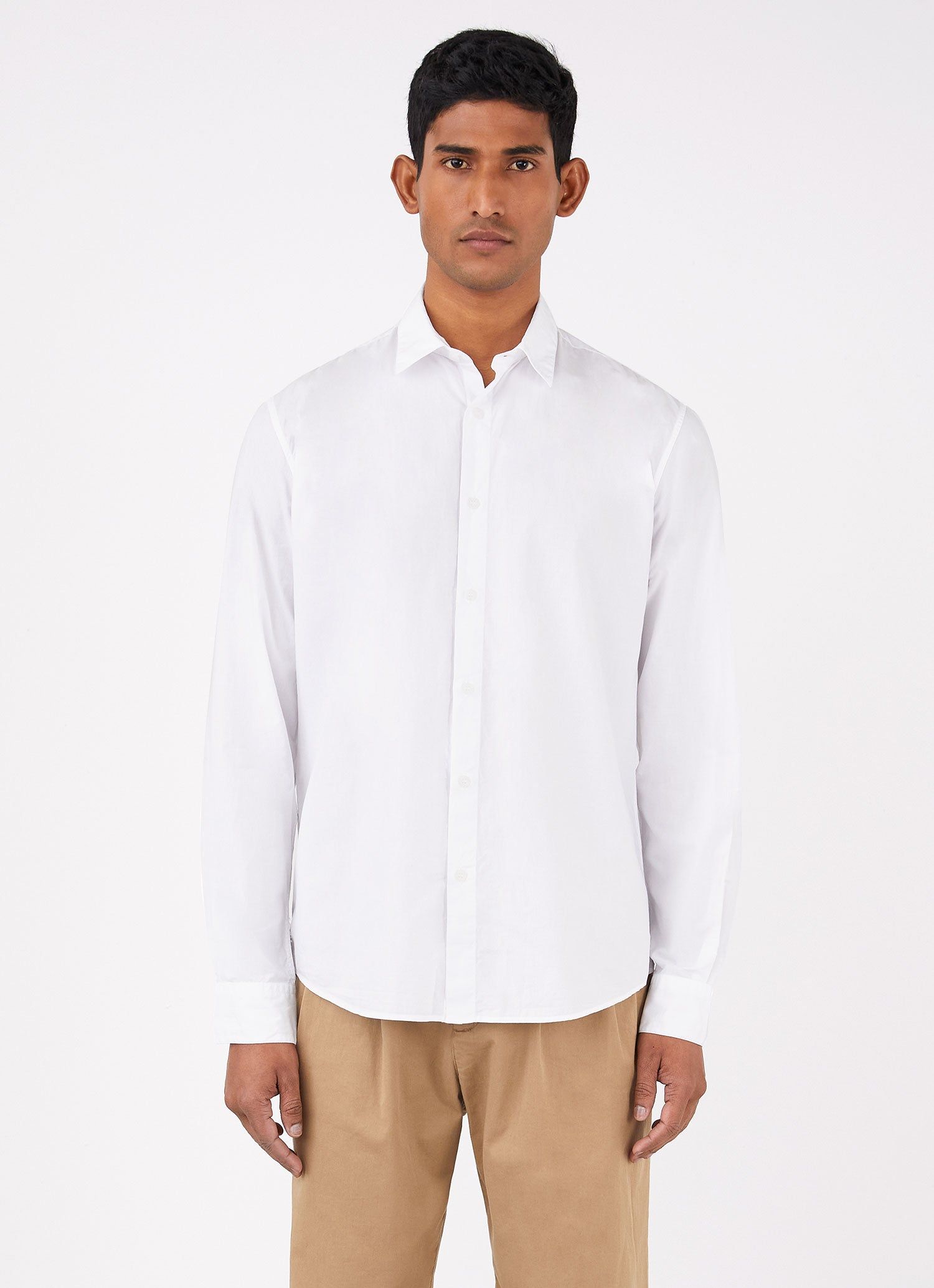 Men's Poplin Casual Shirt in White sold by Sunspel product image thumbnail 2