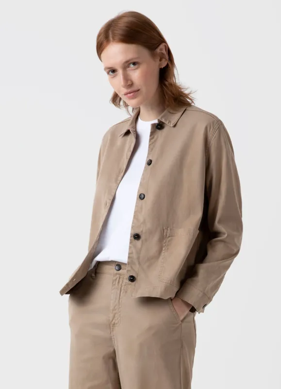 Women's Twin Pocket Jacket in Stone made by Sunspel