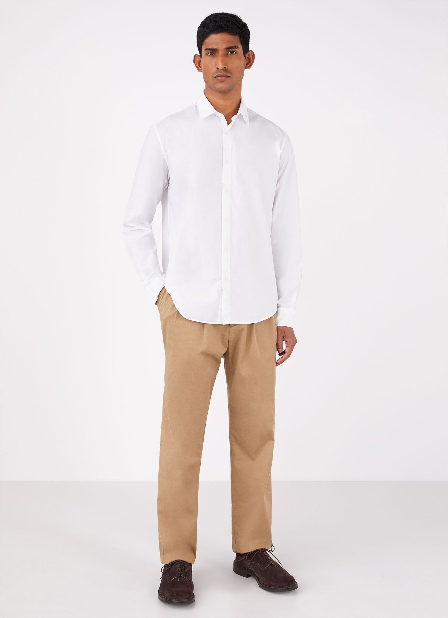 Men's Poplin Casual Shirt in White sold by Sunspel product image thumbnail 3