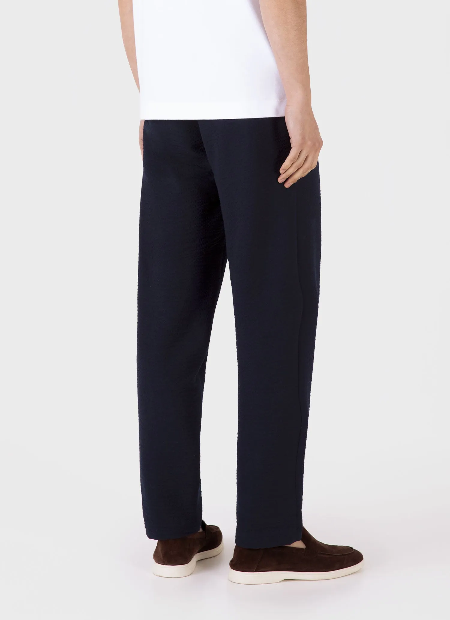 Men's Seersucker Wool Trouser in Navy sold by Sunspel product image thumbnail 5