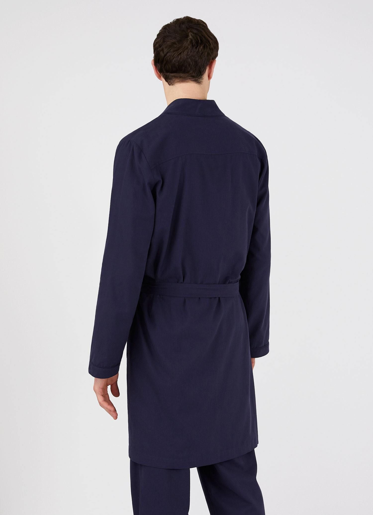 Men's Cotton Robe in Navy sold by Sunspel product image thumbnail 4