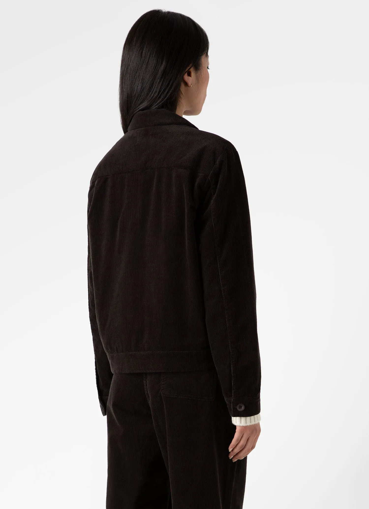 Women's Corduroy Boxy Jacket in Coffee sold by Sunspel product image thumbnail 4