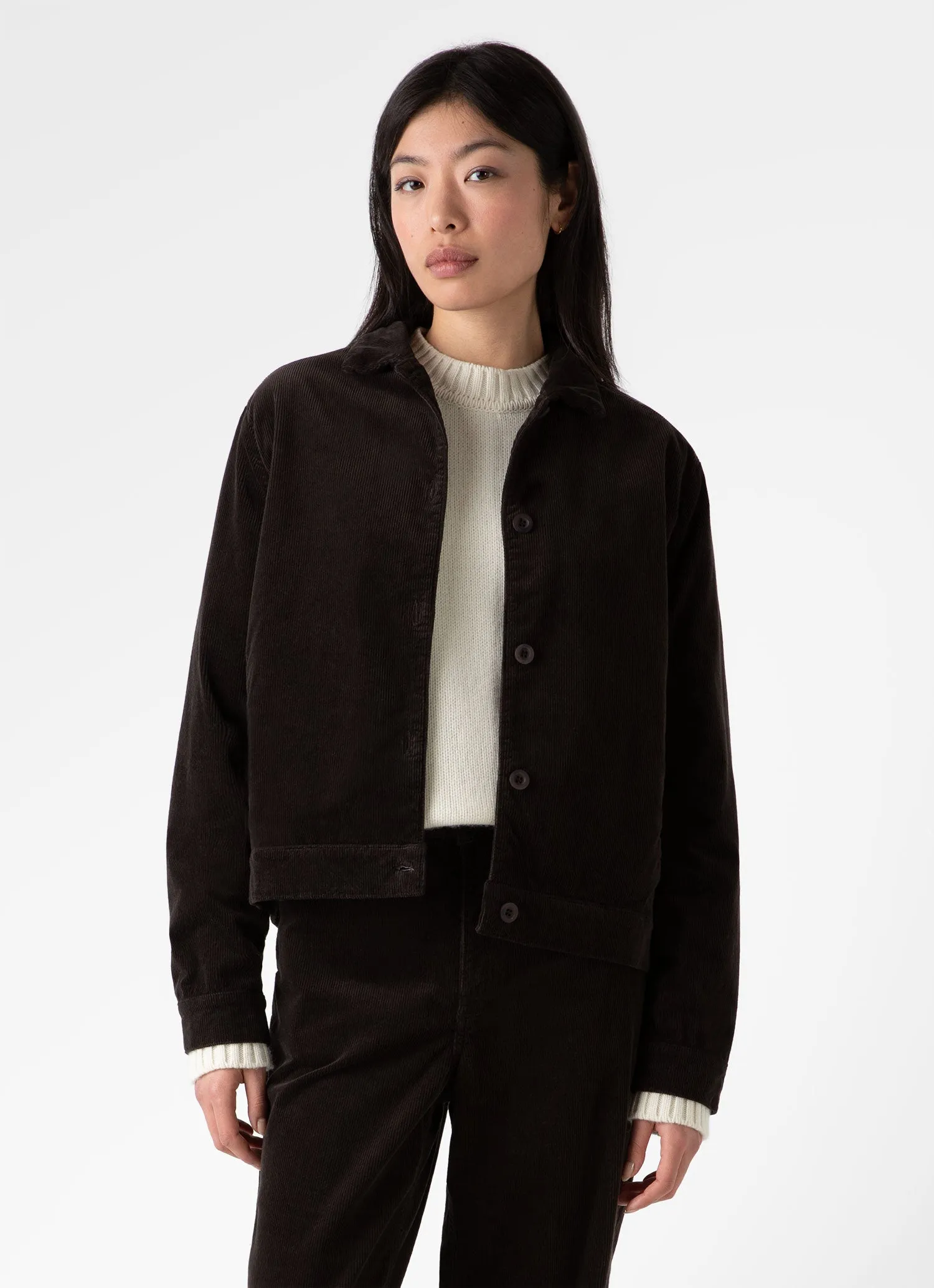 Women's Corduroy Boxy Jacket in Coffee sold by Sunspel