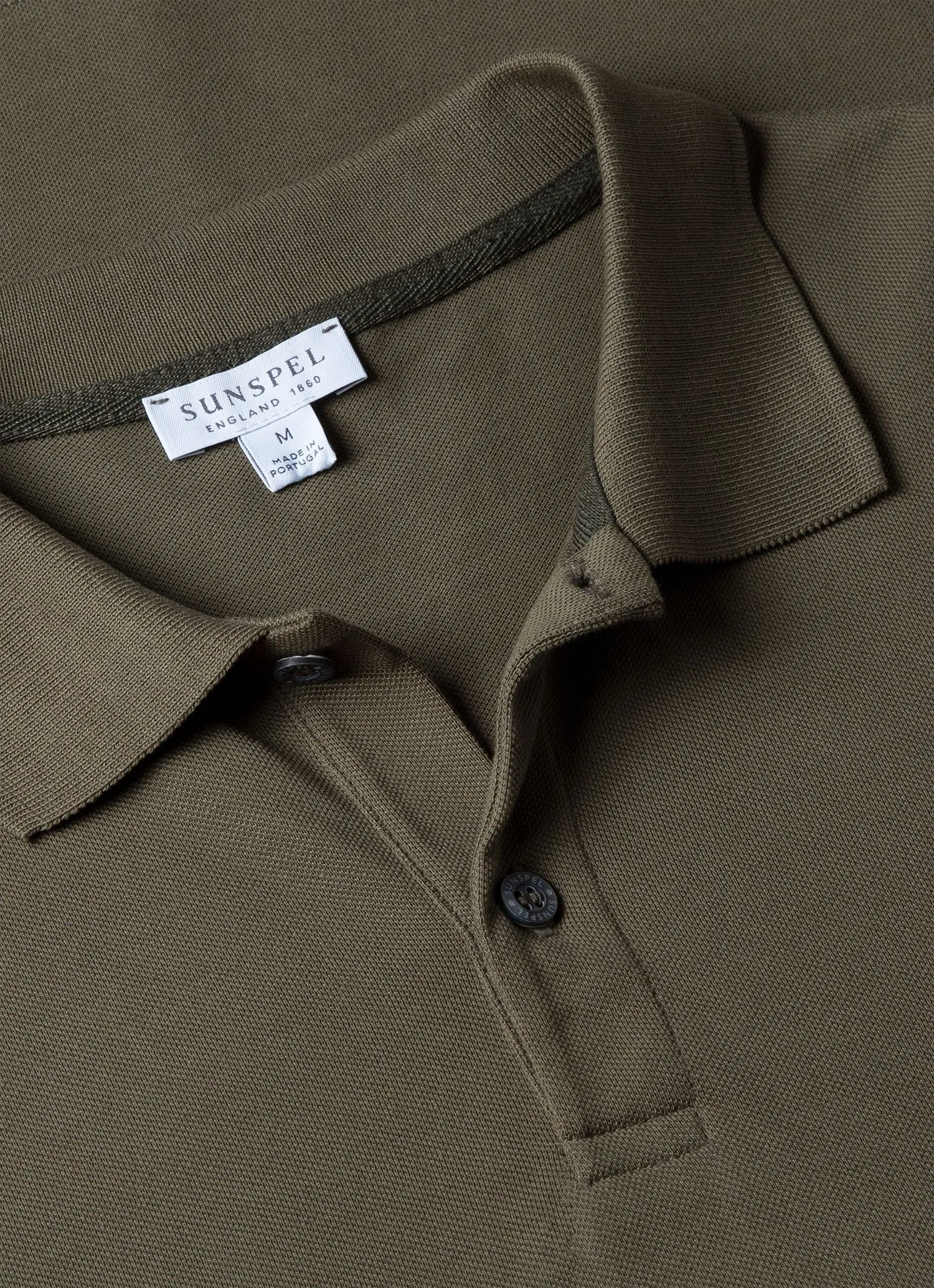 Men's Piqué Polo Shirt in Khaki sold by Sunspel product image thumbnail 4