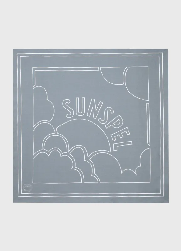 Women's Silk Scarf in Smoke Green Linear Archive Print sold by Sunspel