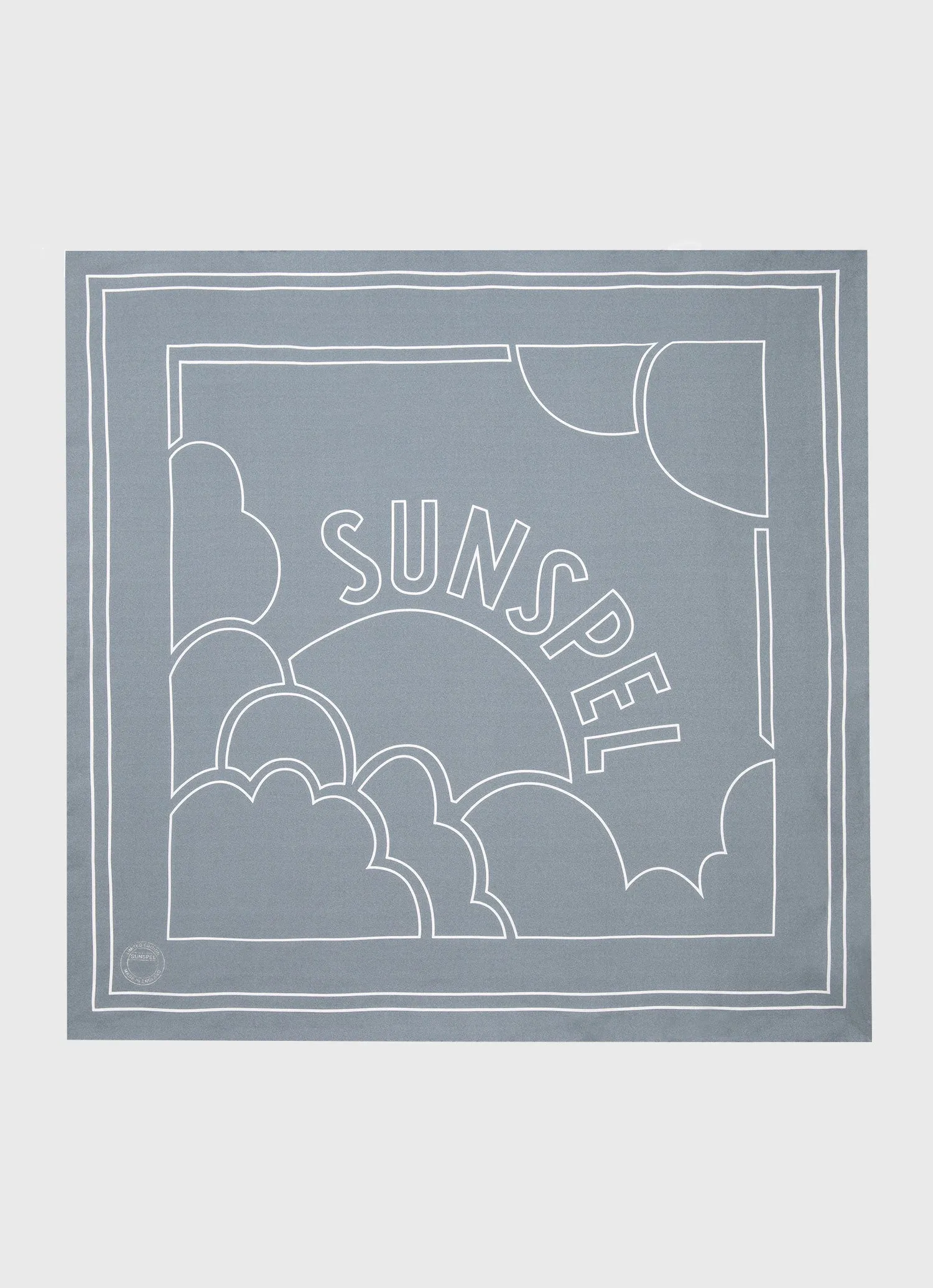 Women's Silk Scarf in Smoke Green Linear Archive Print sold by Sunspel