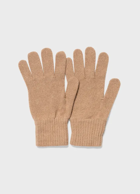Cashmere Knitted Glove in Camel sold by Sunspel