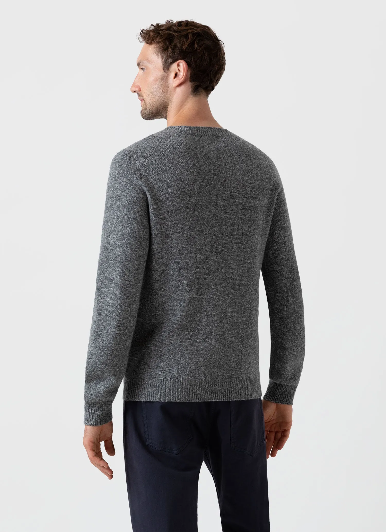 Men's Lambswool Crew Neck Jumper in Mid Grey Melange sold by Sunspel product image thumbnail 5