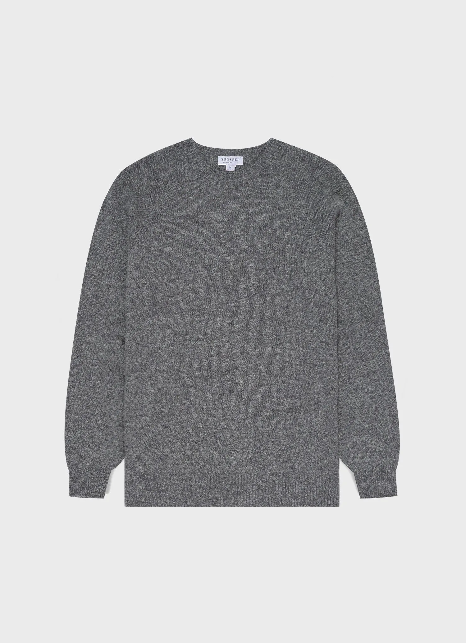Men's Lambswool Crew Neck Jumper in Mid Grey Melange sold by Sunspel