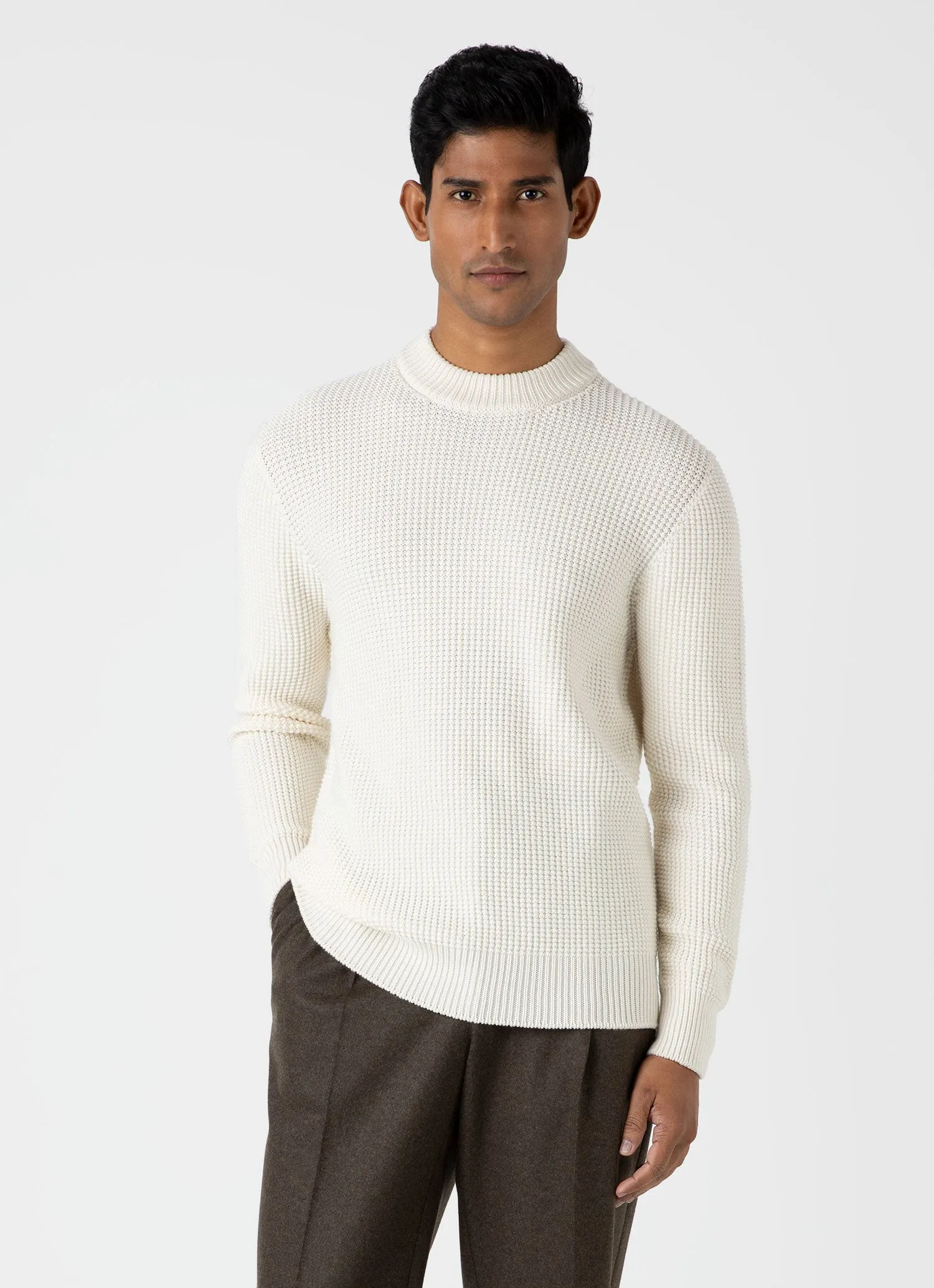 Men's Mariner Mock Neck Jumper in Ecru sold by Sunspel product image thumbnail 2