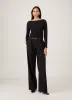Women's Stretch Cotton Slash Neck Top in Black sold by Sunspel