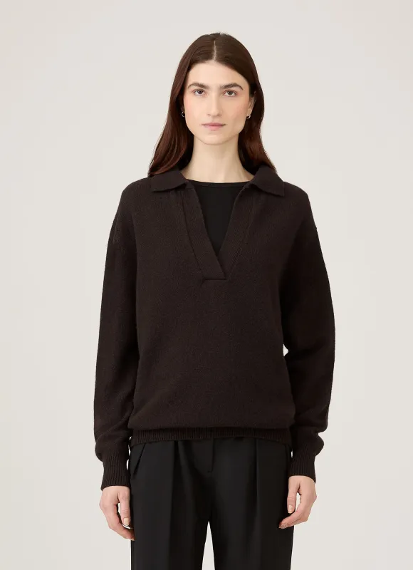 Women's Lambswool Polo Neck Jumper in Truffle sold by Sunspel