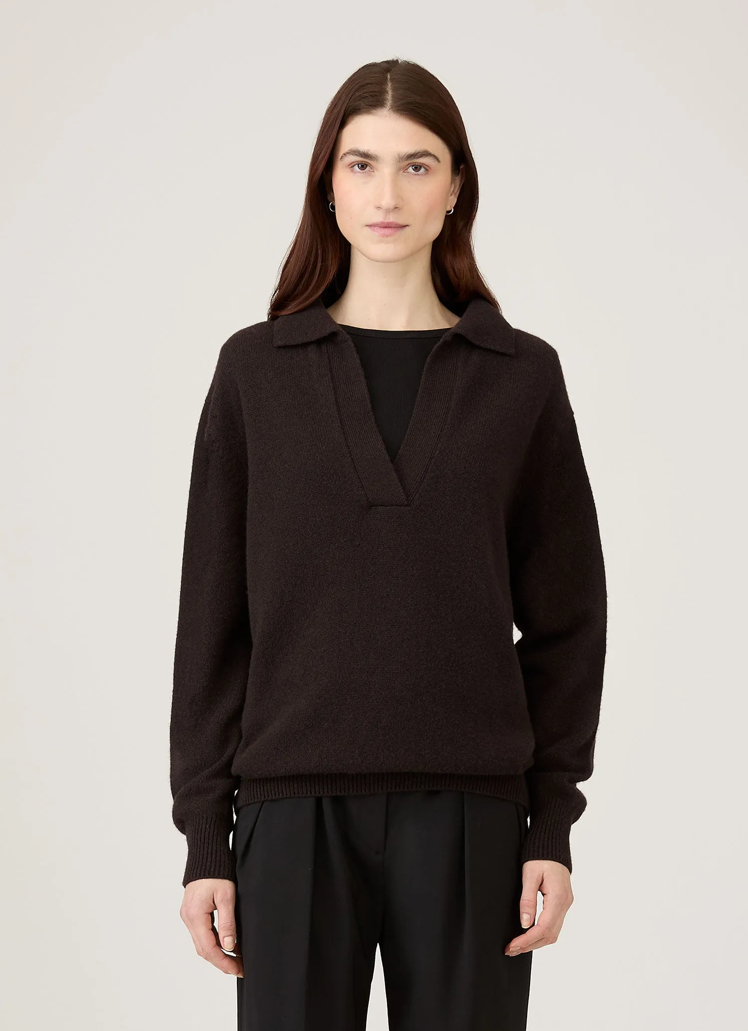 Women's Lambswool Polo Neck Jumper in Truffle sold by Sunspel