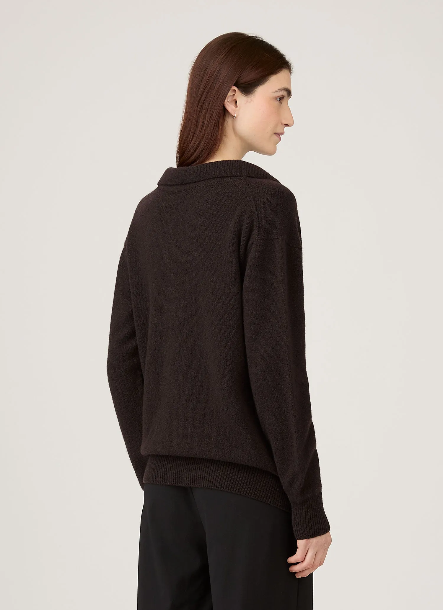 Women's Lambswool Polo Neck Jumper in Truffle sold by Sunspel product image thumbnail 3