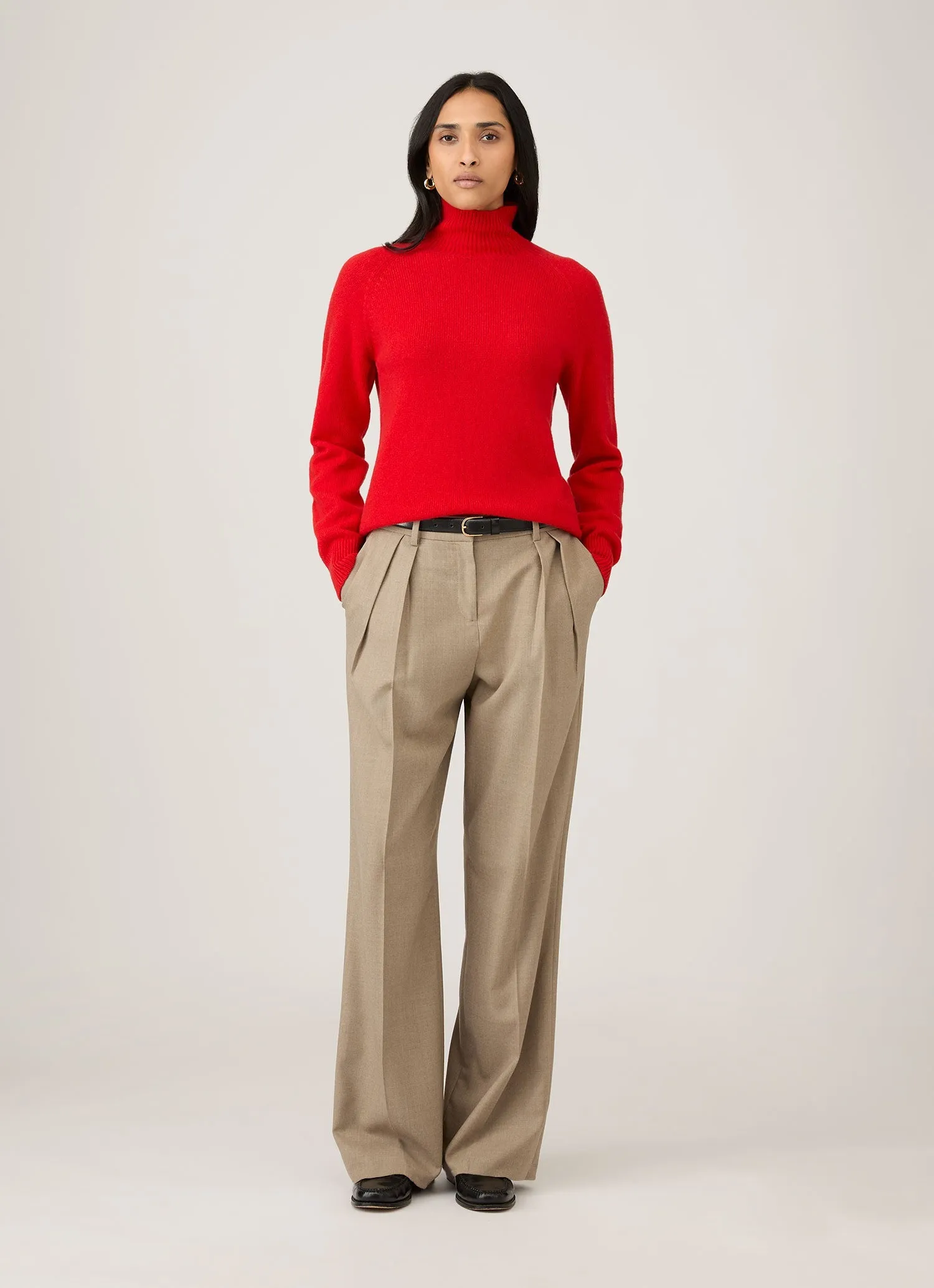 Women's Lambswool Funnel Neck Jumper in Bright Red sold by Sunspel product image thumbnail 2