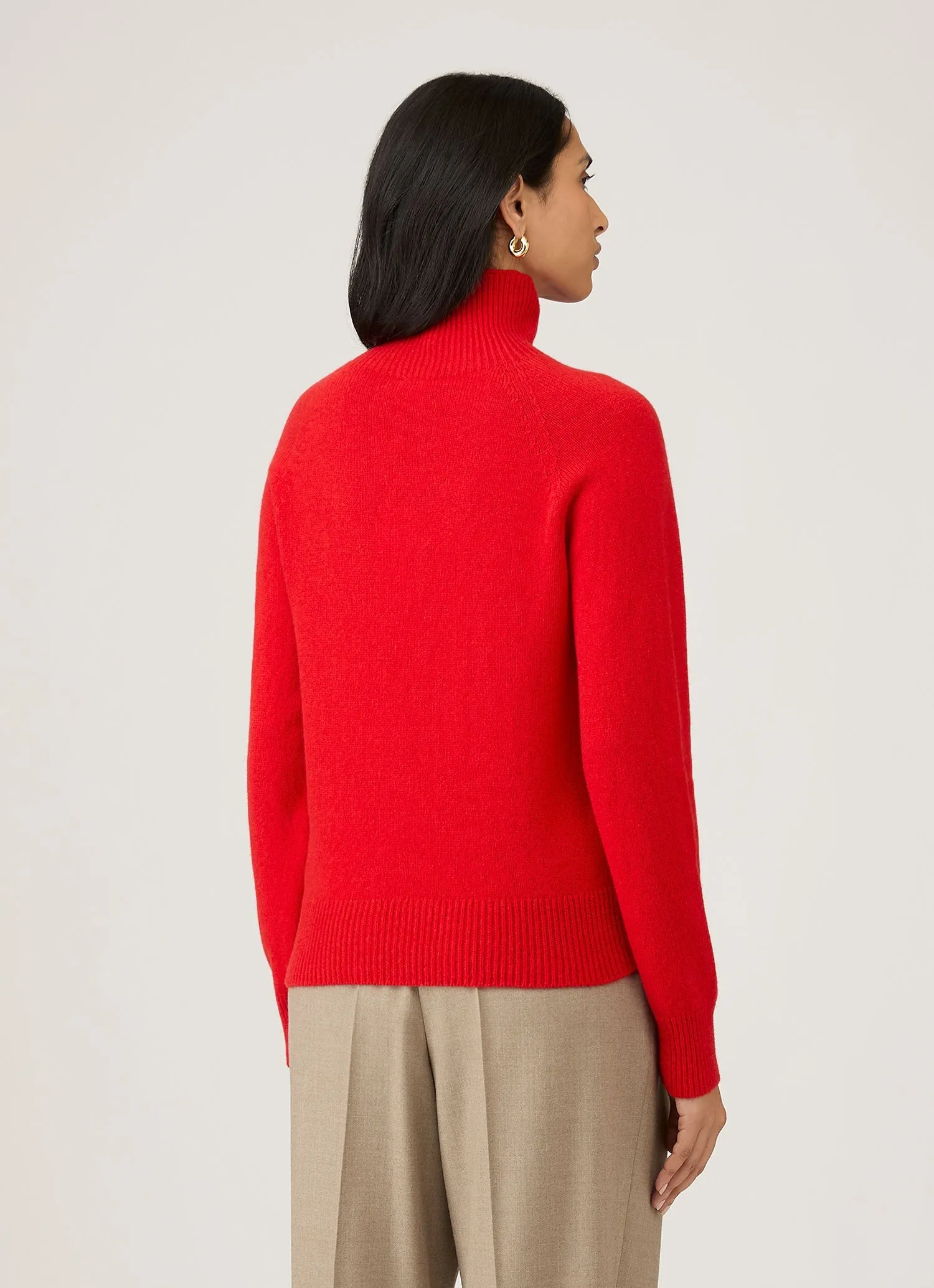 Women's Lambswool Funnel Neck Jumper in Bright Red sold by Sunspel product image thumbnail 3