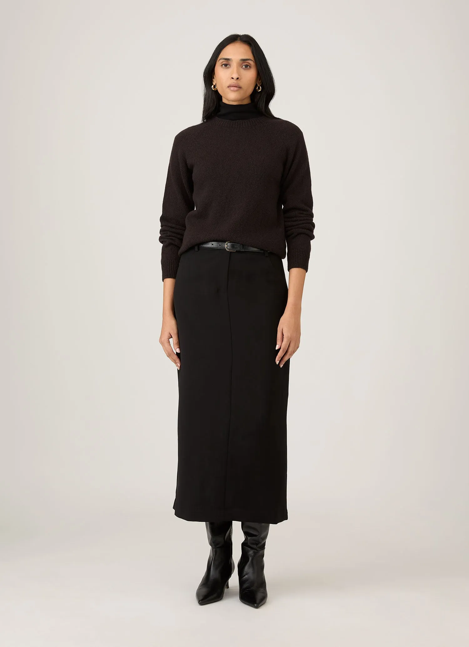Women's Lambswool Crew Neck Jumper in Truffle sold by Sunspel product image thumbnail 2