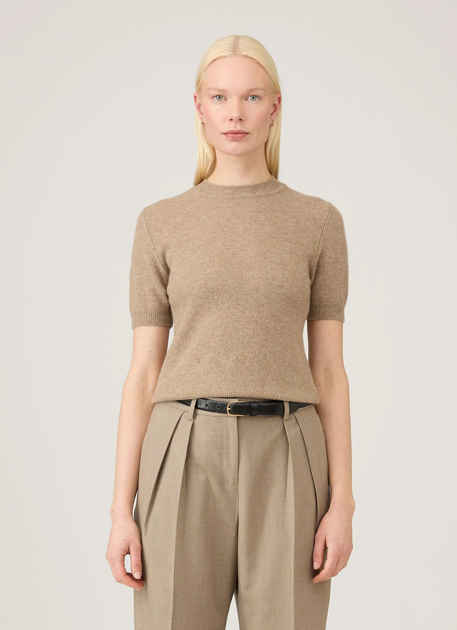 Women's Cashmere T-Shirt in Mink sold by Sunspel