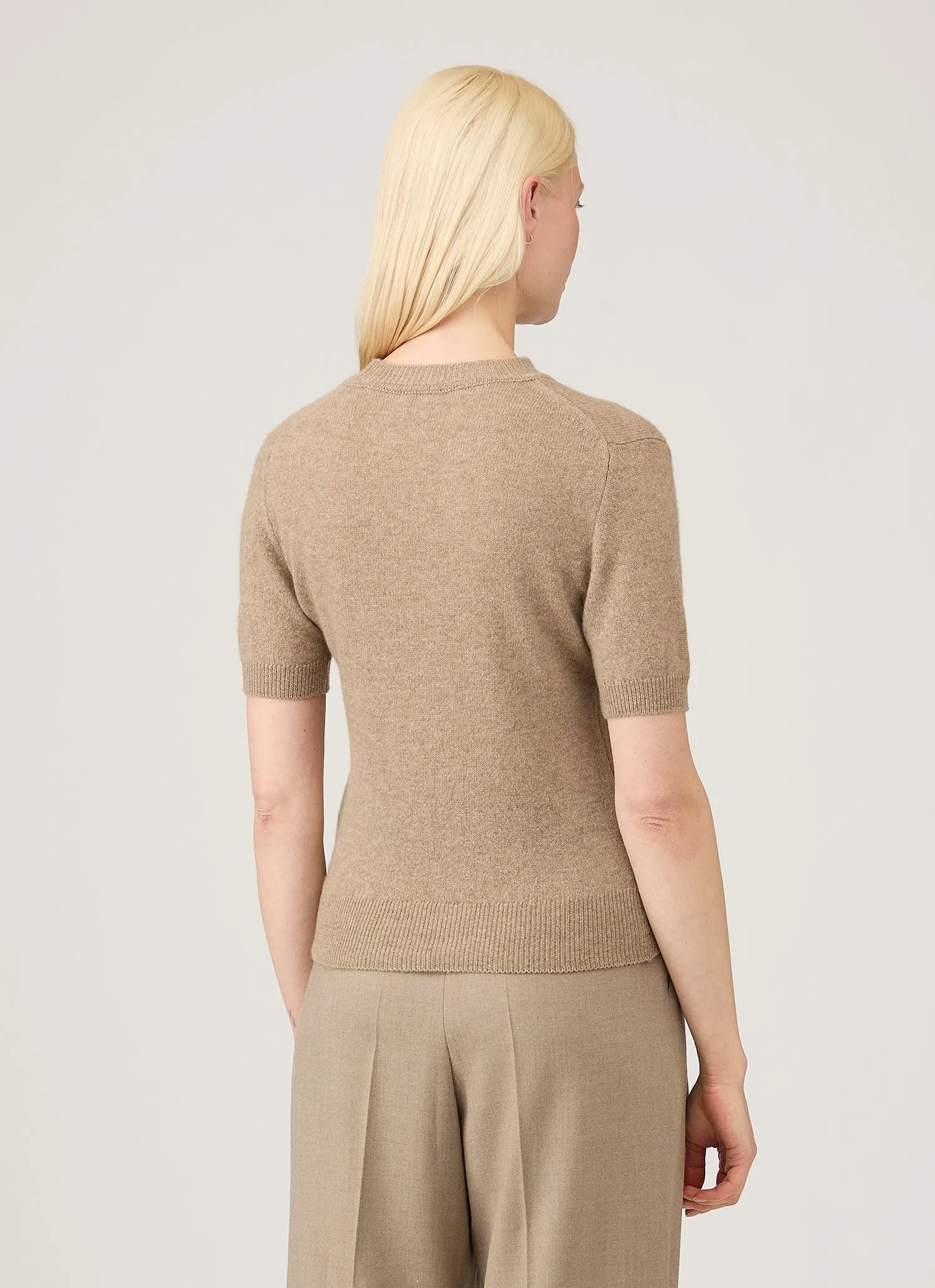 Women's Cashmere T-Shirt in Mink sold by Sunspel product image thumbnail 3