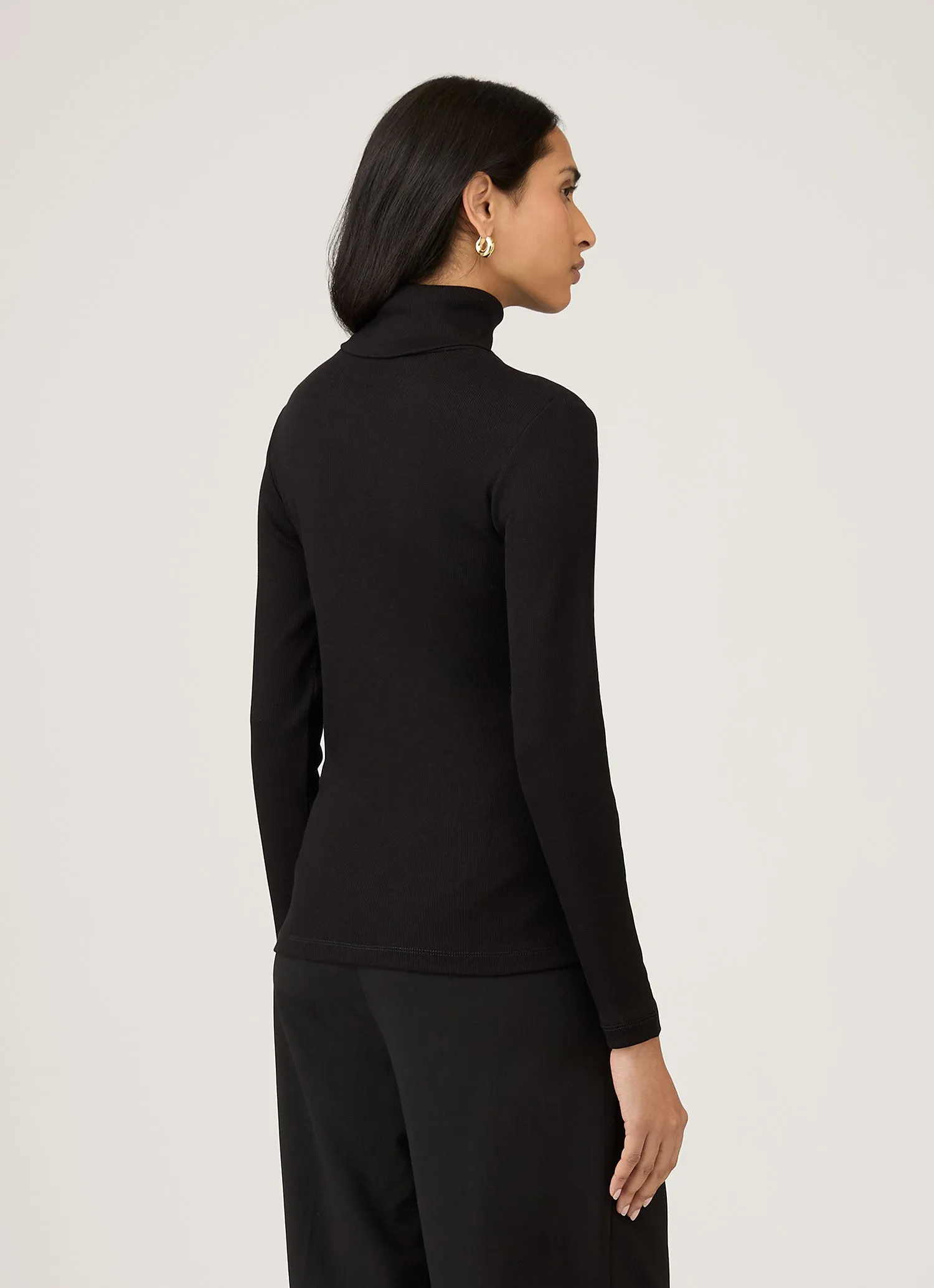 Women's Ribbbed Roll Neck in Black sold by Sunspel product image thumbnail 3