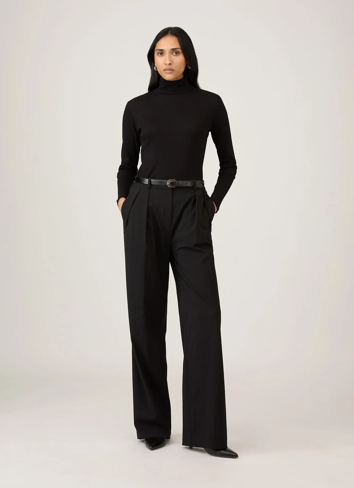 Women's Ribbbed Roll Neck in Black sold by Sunspel product image thumbnail 2