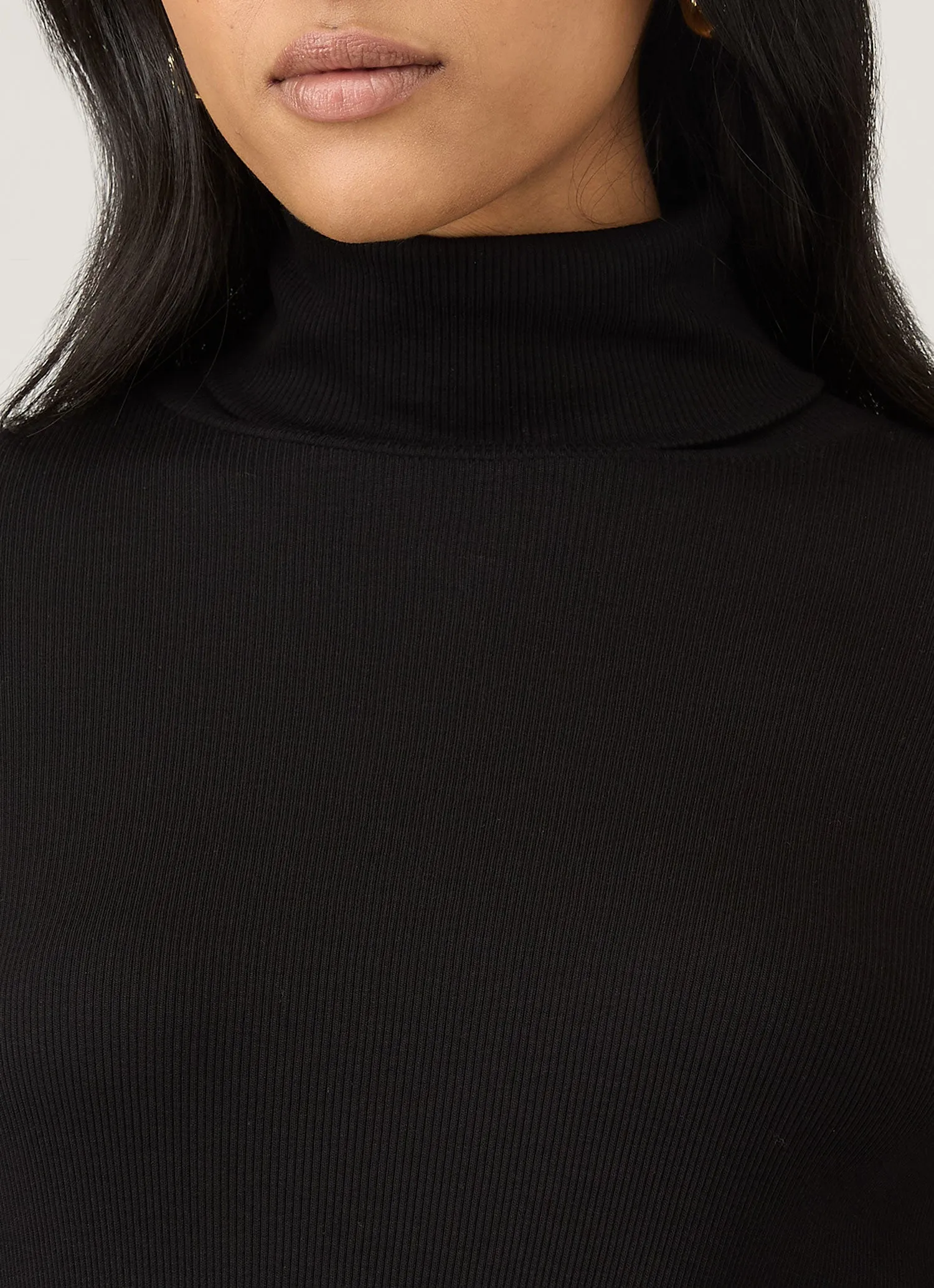 Women's Ribbbed Roll Neck in Black sold by Sunspel product image thumbnail 4