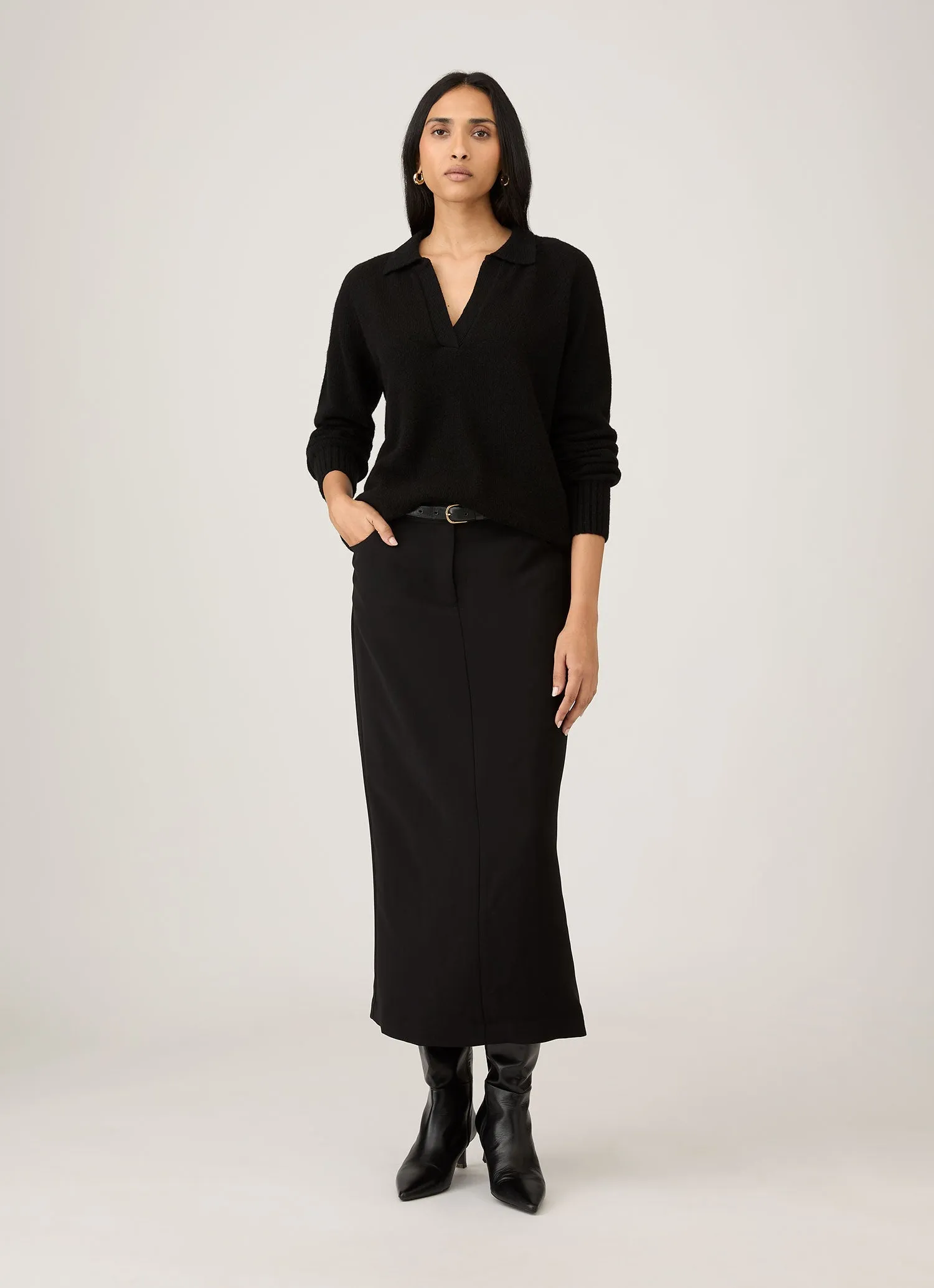 Women's Lambswool Polo Neck Jumper in Black sold by Sunspel product image thumbnail 2