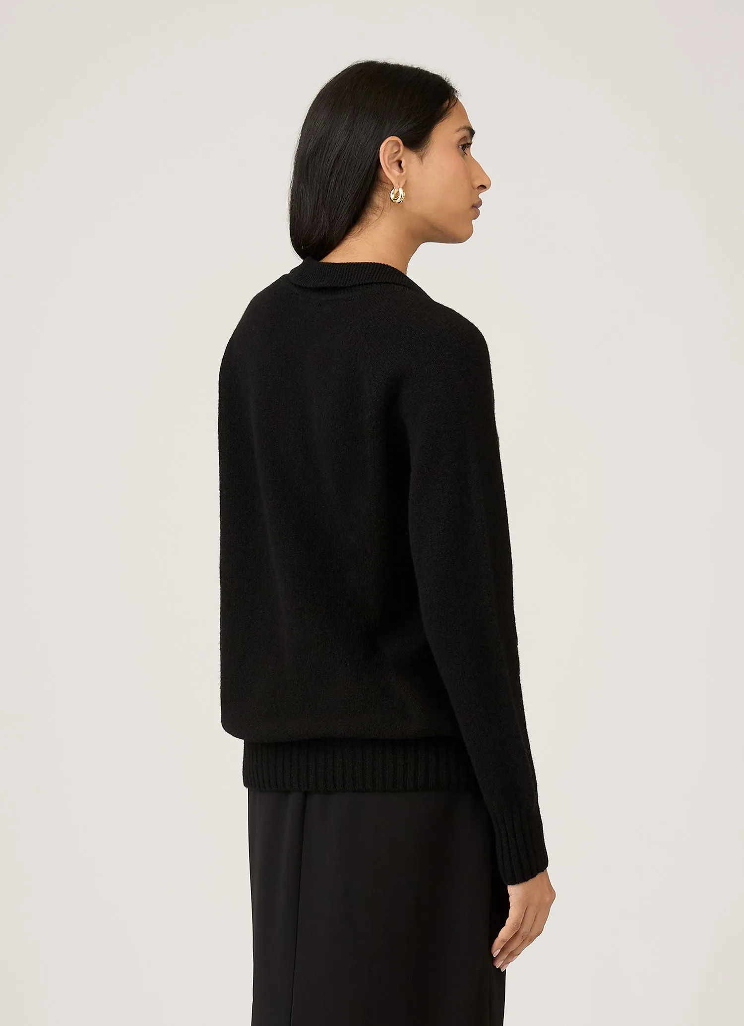 Women's Lambswool Polo Neck Jumper in Black sold by Sunspel product image thumbnail 3