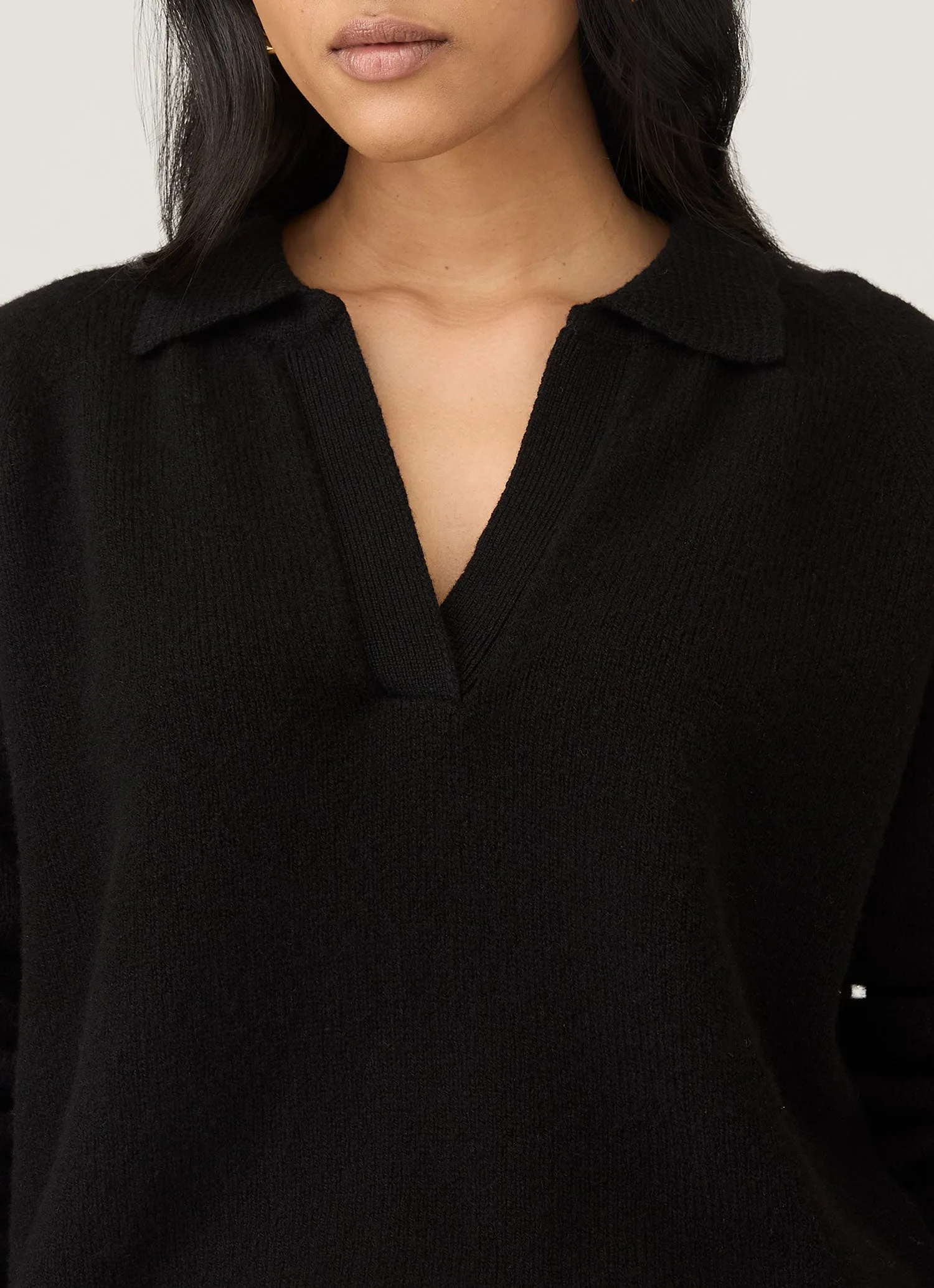 Women's Lambswool Polo Neck Jumper in Black sold by Sunspel product image thumbnail 4