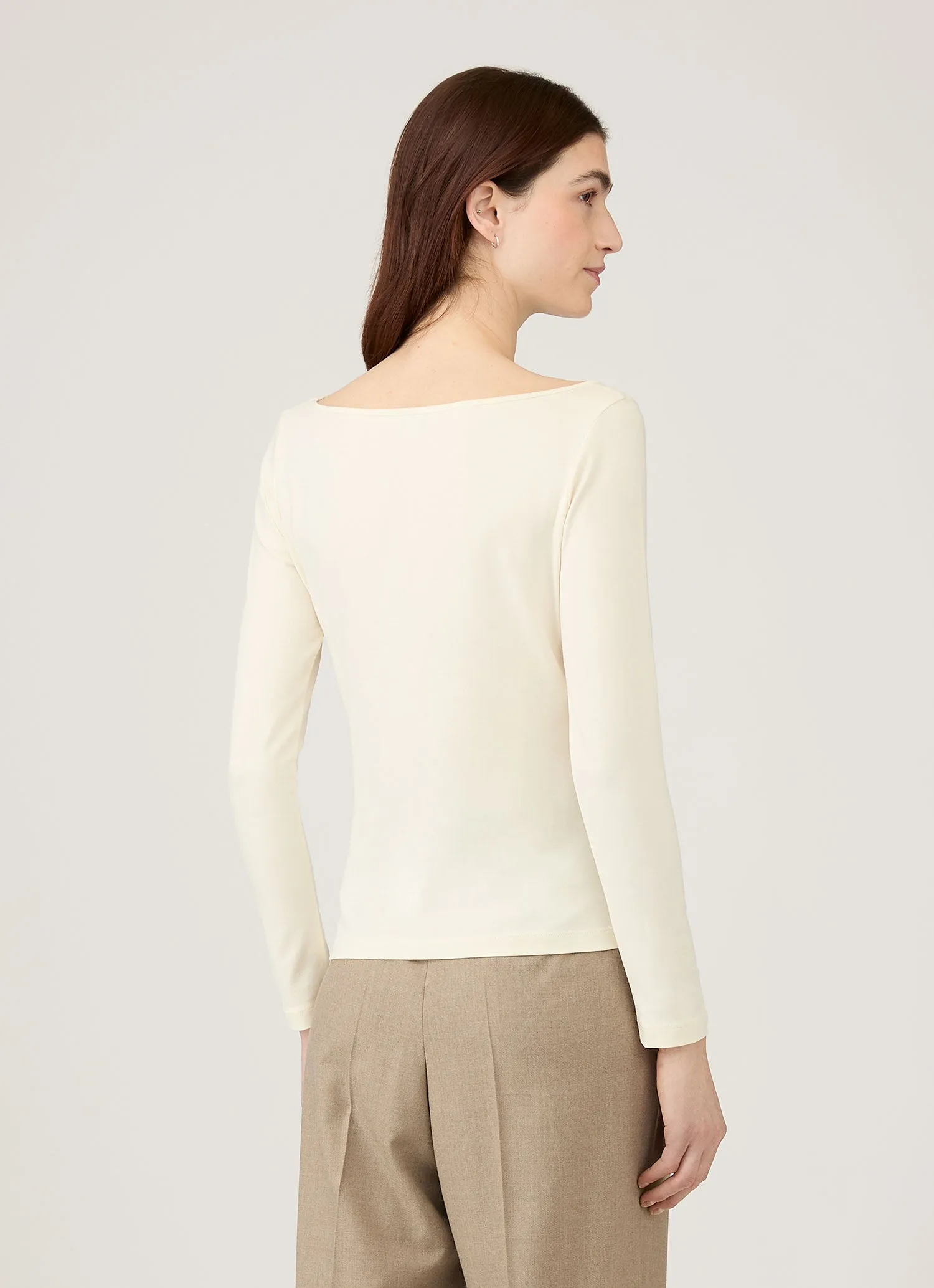 Women's Stretch Cotton Slash Neck Top in Ecru sold by Sunspel product image thumbnail 3