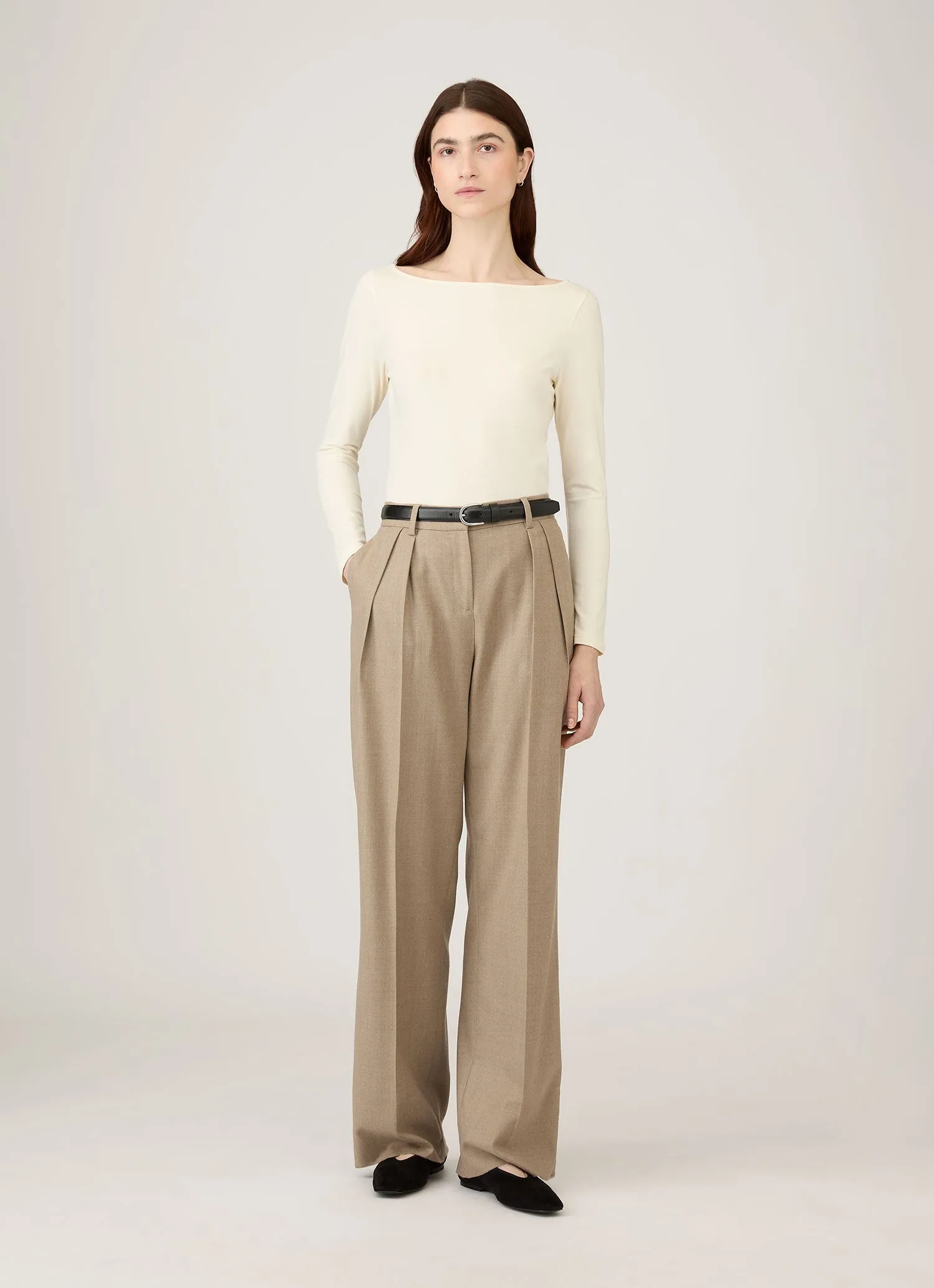 Women's Stretch Cotton Slash Neck Top in Ecru sold by Sunspel product image thumbnail 2