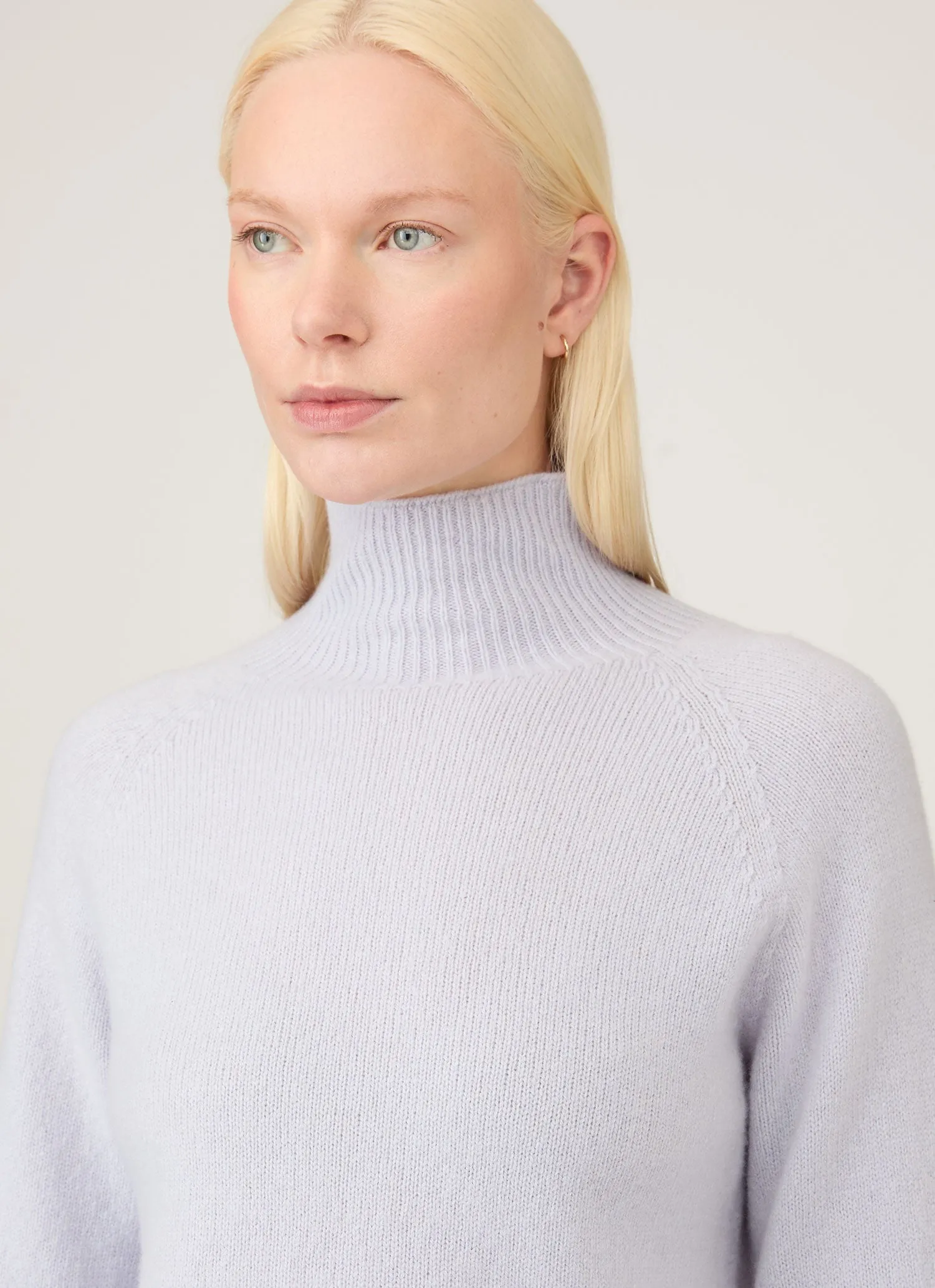 Women's Lambswool Funnel Neck Jumper in Ice Blue sold by Sunspel product image thumbnail 4