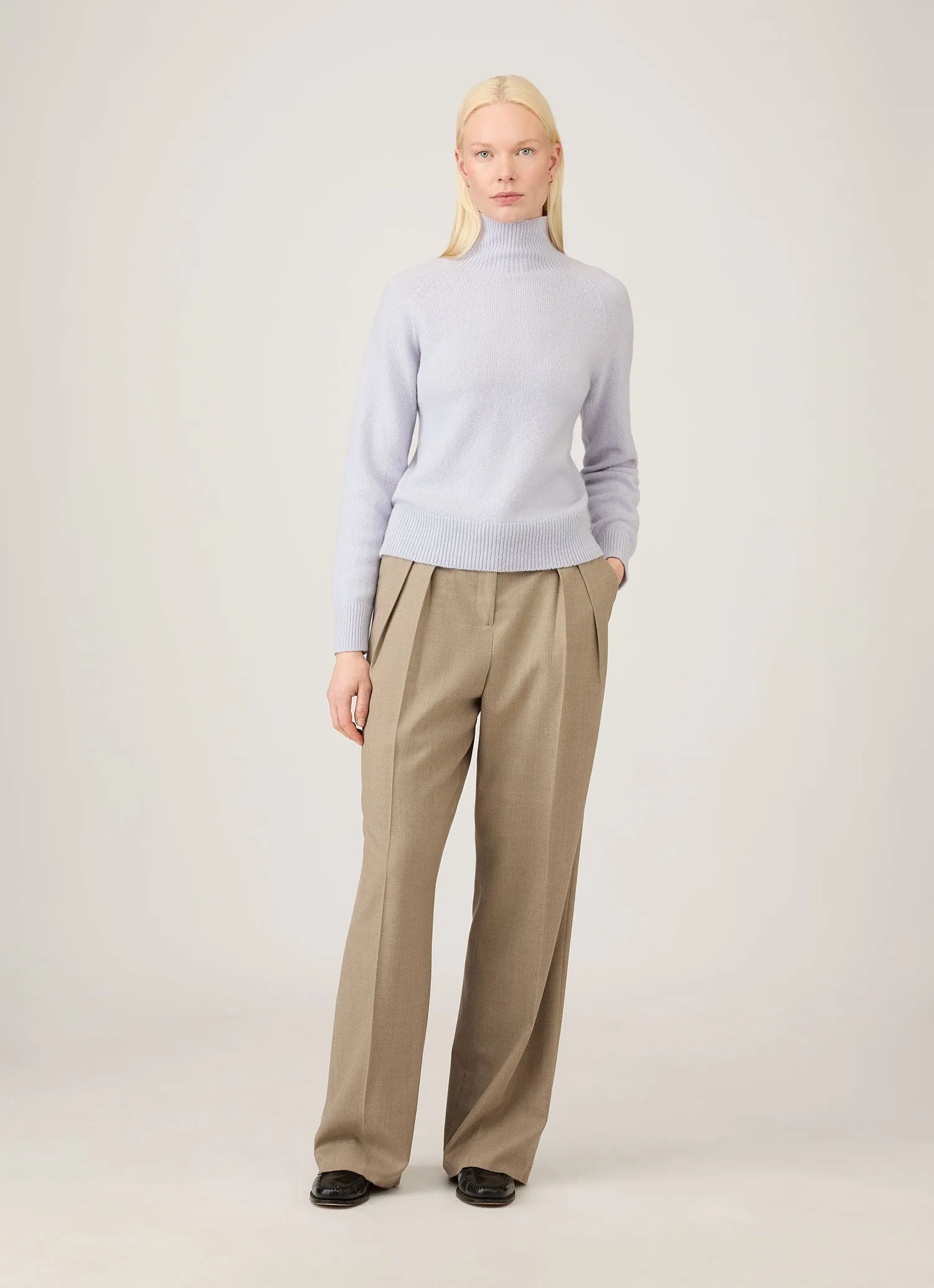 Women's Lambswool Funnel Neck Jumper in Ice Blue sold by Sunspel product image thumbnail 2