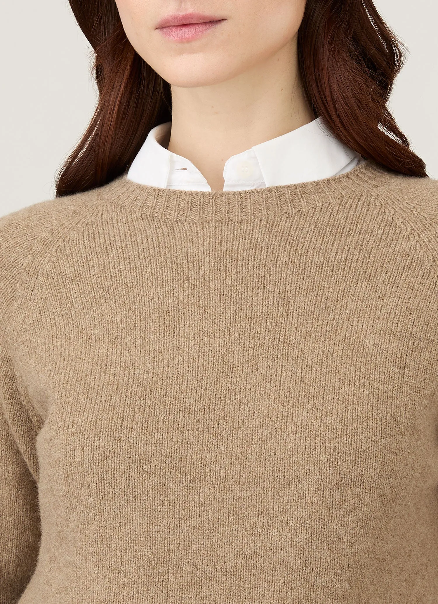 Women's Lambswool Crew Neck Jumper in Mink sold by Sunspel product image thumbnail 4