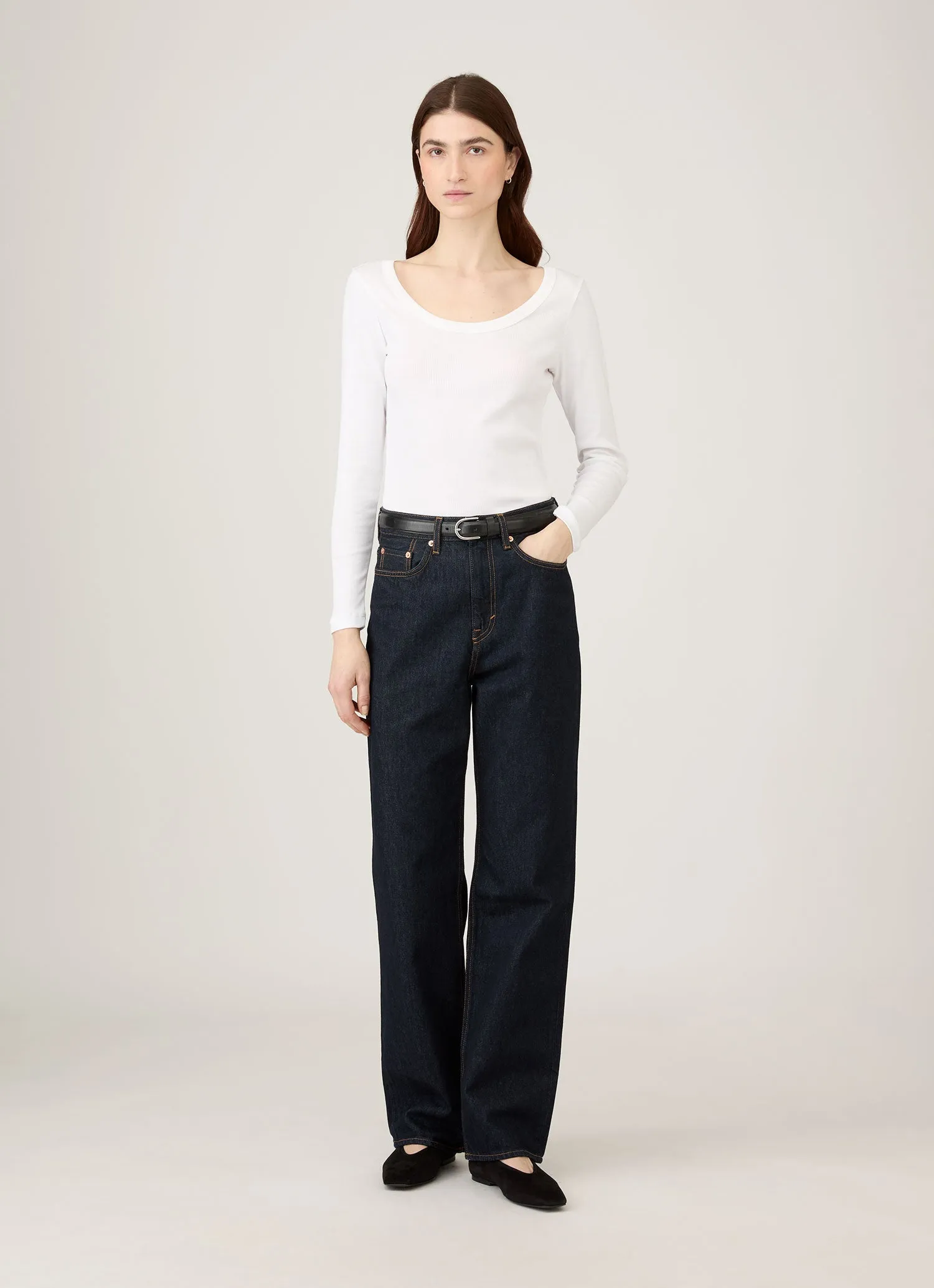 Women's Ribbed Scoop Neck T-shirt in White sold by Sunspel product image thumbnail 2