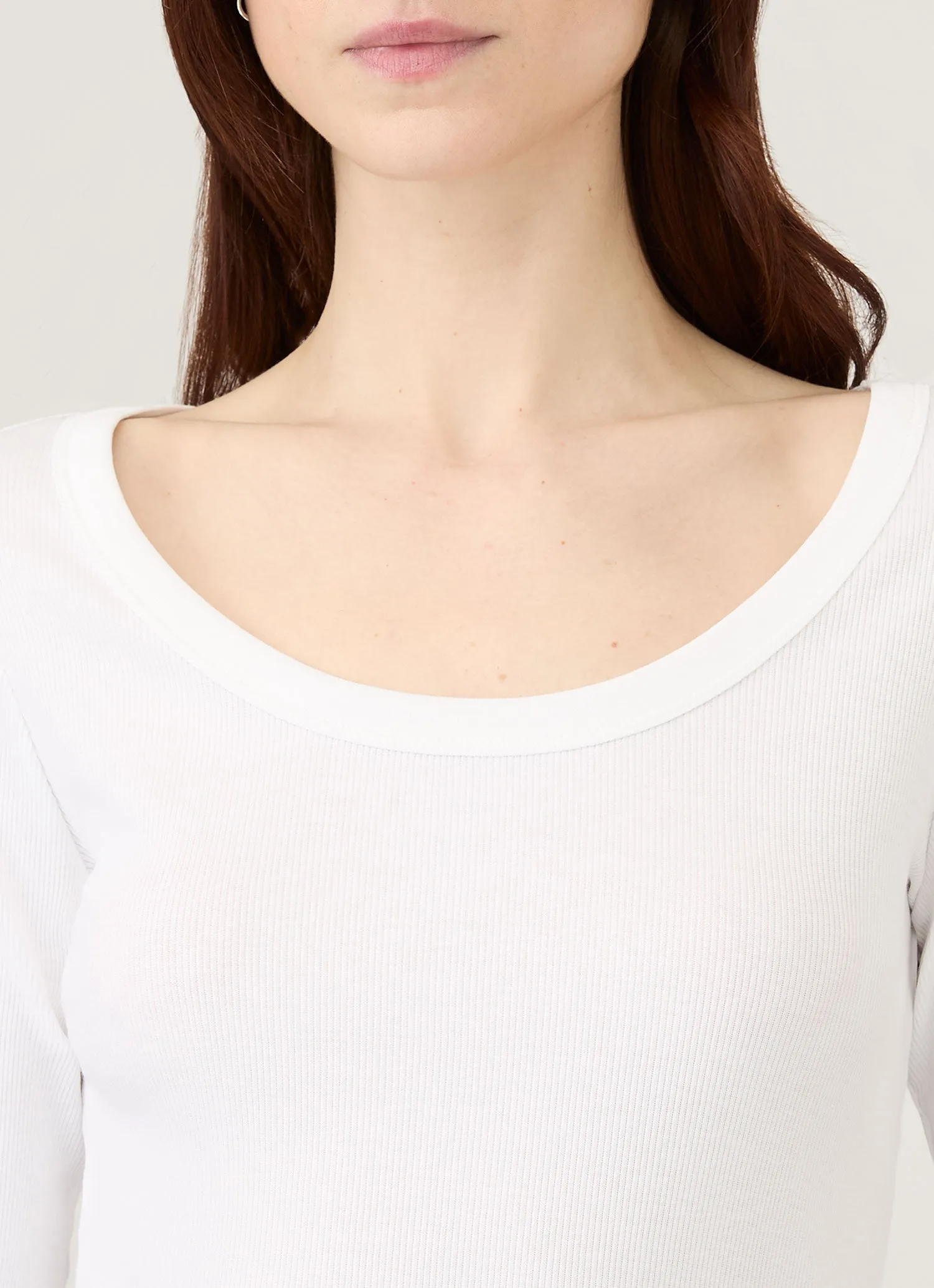 Women's Ribbed Scoop Neck T-shirt in White sold by Sunspel product image thumbnail 4