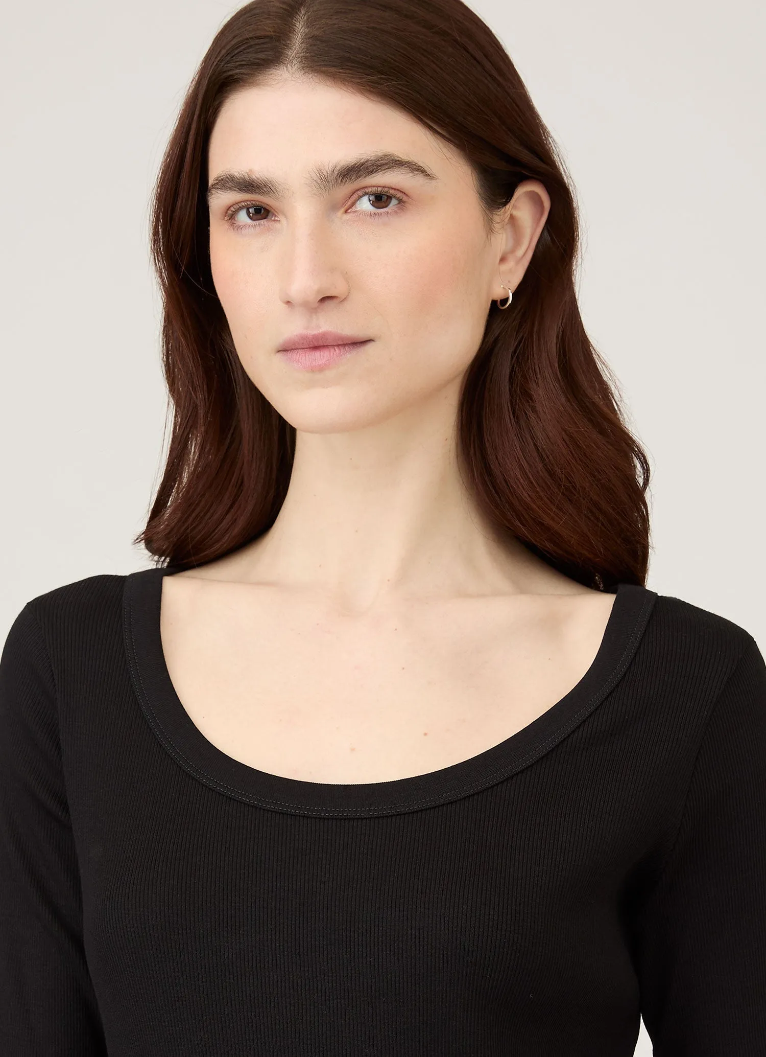 Women's Ribbed Scoop Neck T-shirt in Black sold by Sunspel product image thumbnail 4