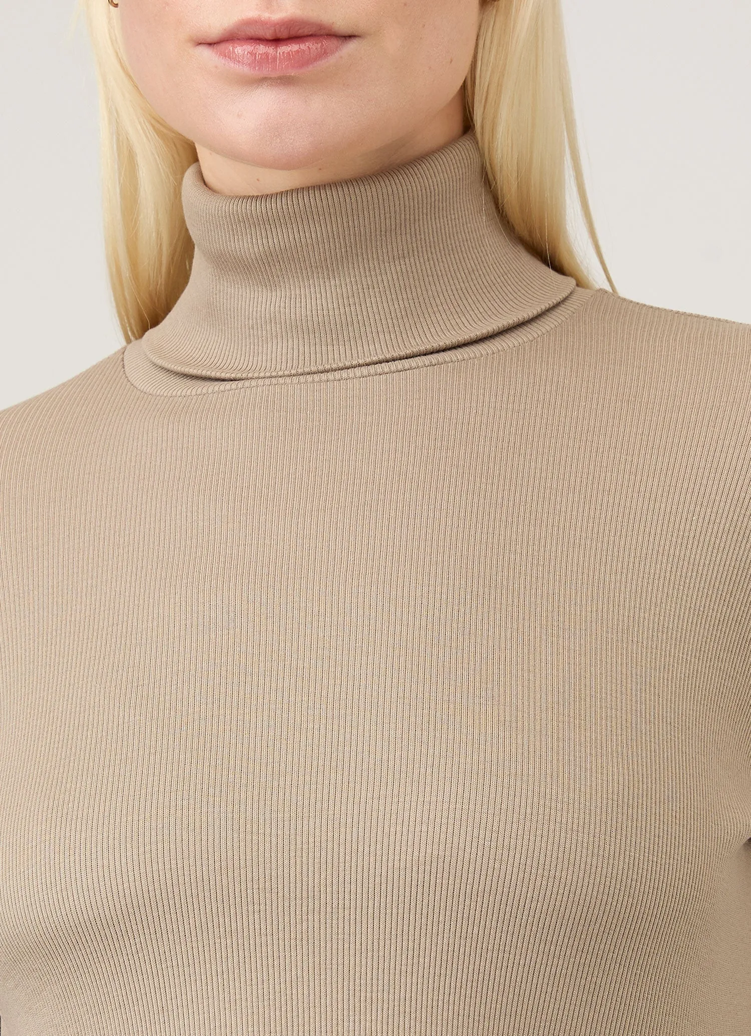 Women's Ribbbed Roll Neck in Mink sold by Sunspel product image thumbnail 4