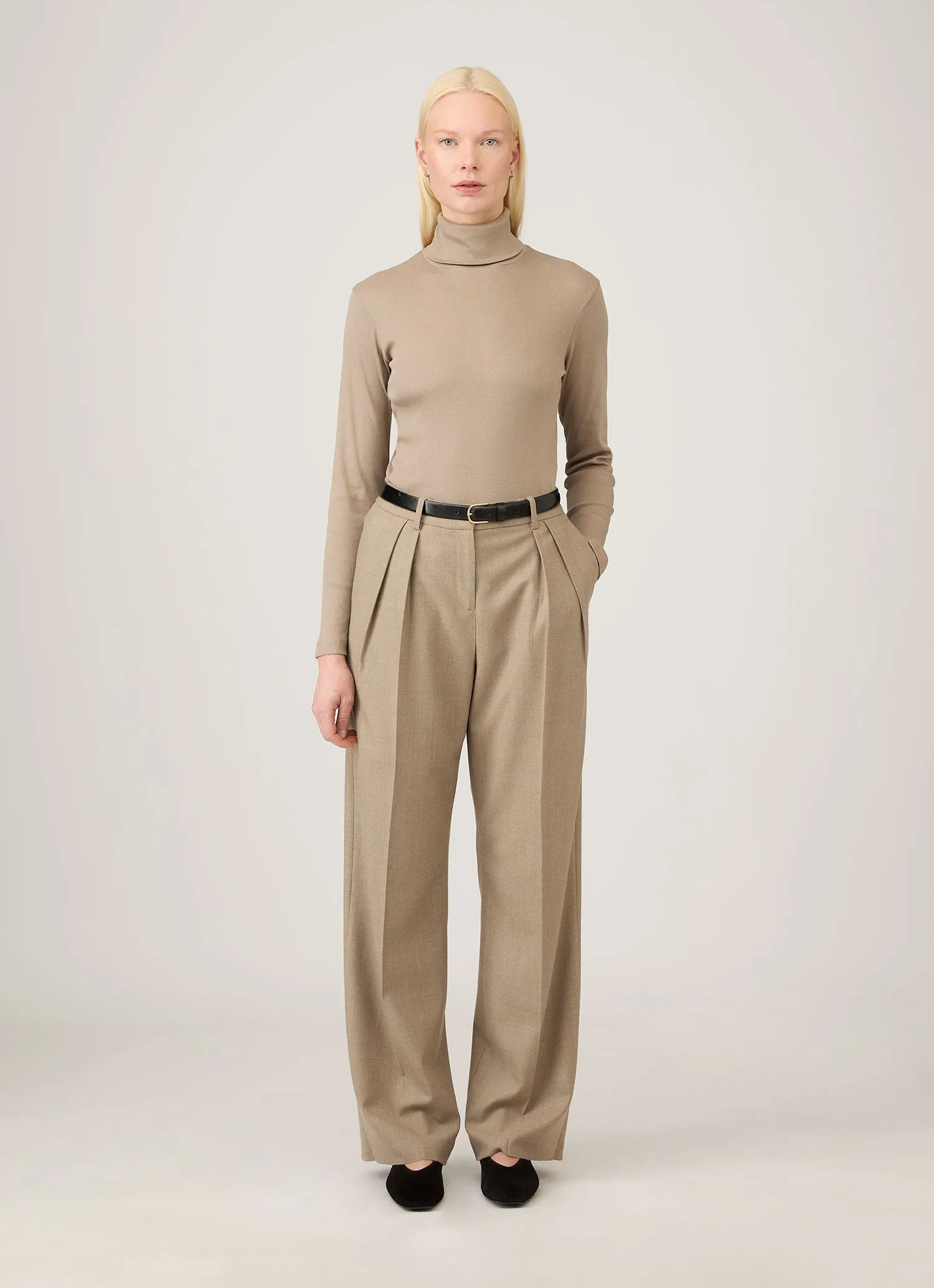 Women's Ribbbed Roll Neck in Mink sold by Sunspel product image thumbnail 2