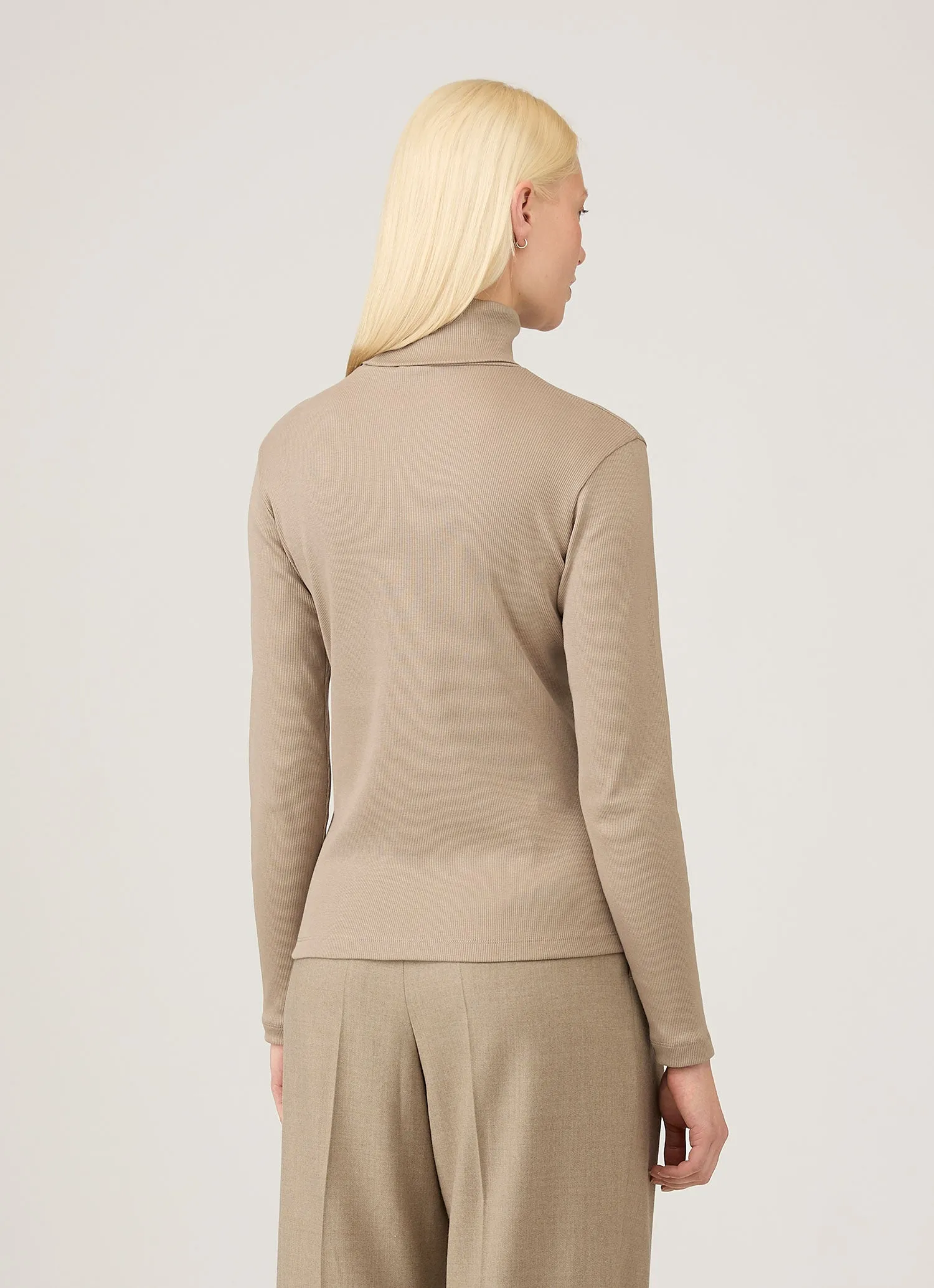 Women's Ribbbed Roll Neck in Mink sold by Sunspel product image thumbnail 3