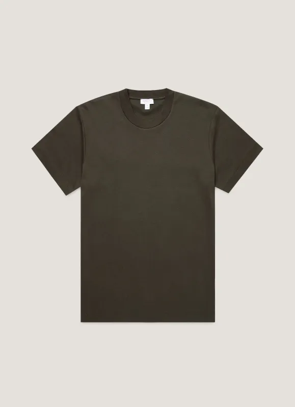Men's Relaxed Fit Heavyweight T-shirt in Dark Green sold by Sunspel