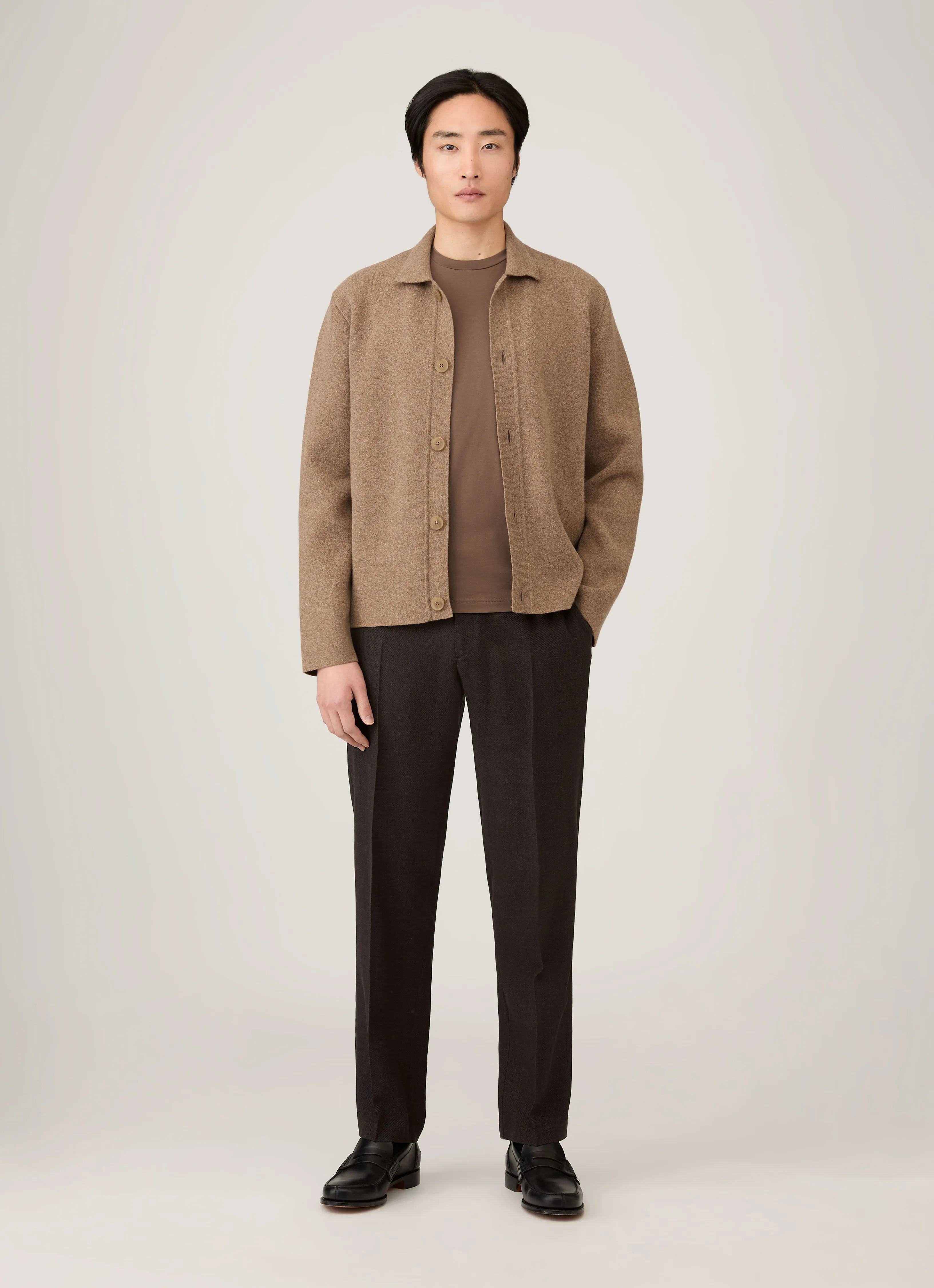 Men's Riviera Midweight T-shirt in Bark sold by Sunspel product image thumbnail 3