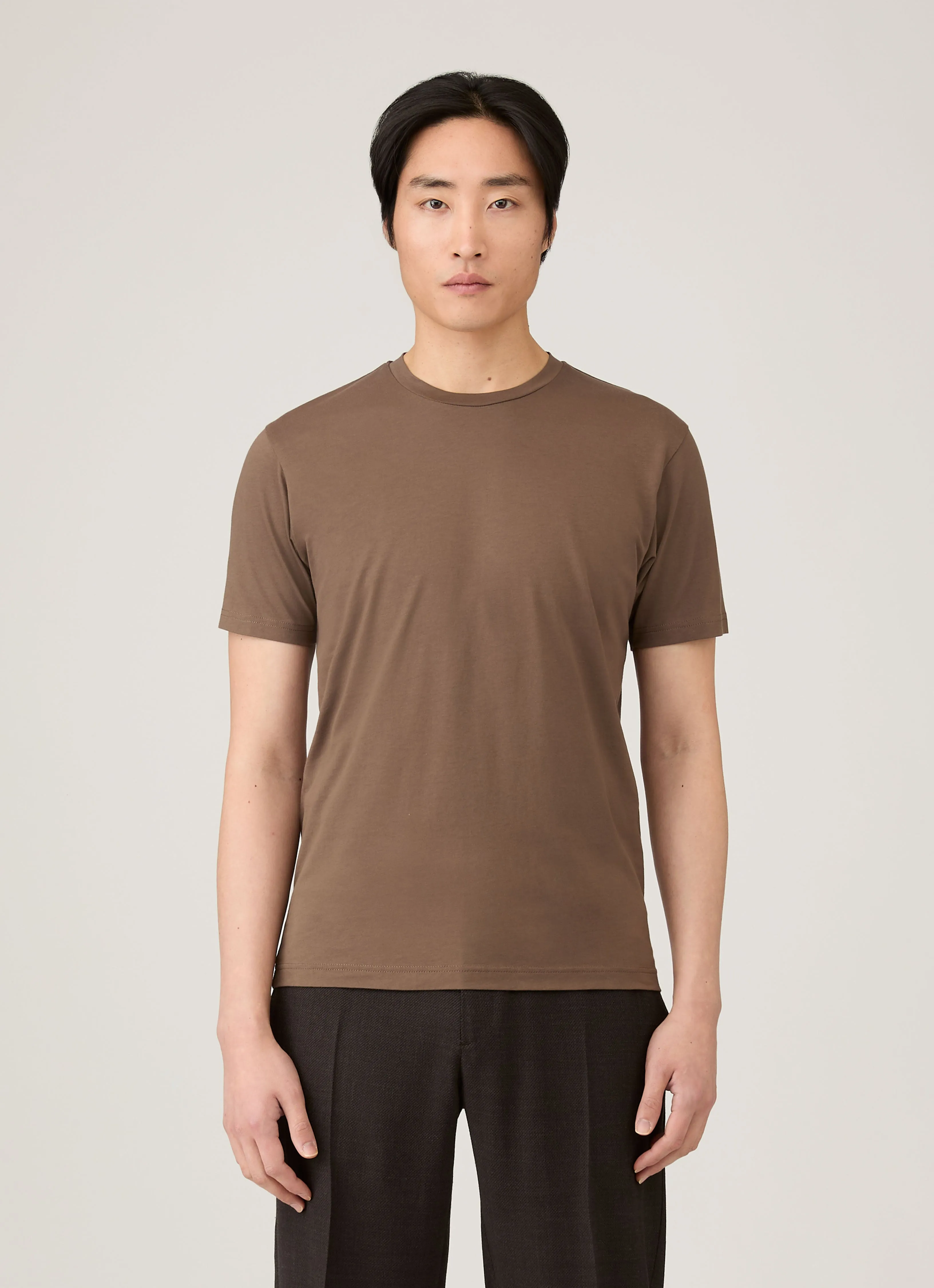 Men's Riviera Midweight T-shirt in Bark sold by Sunspel product image thumbnail 2