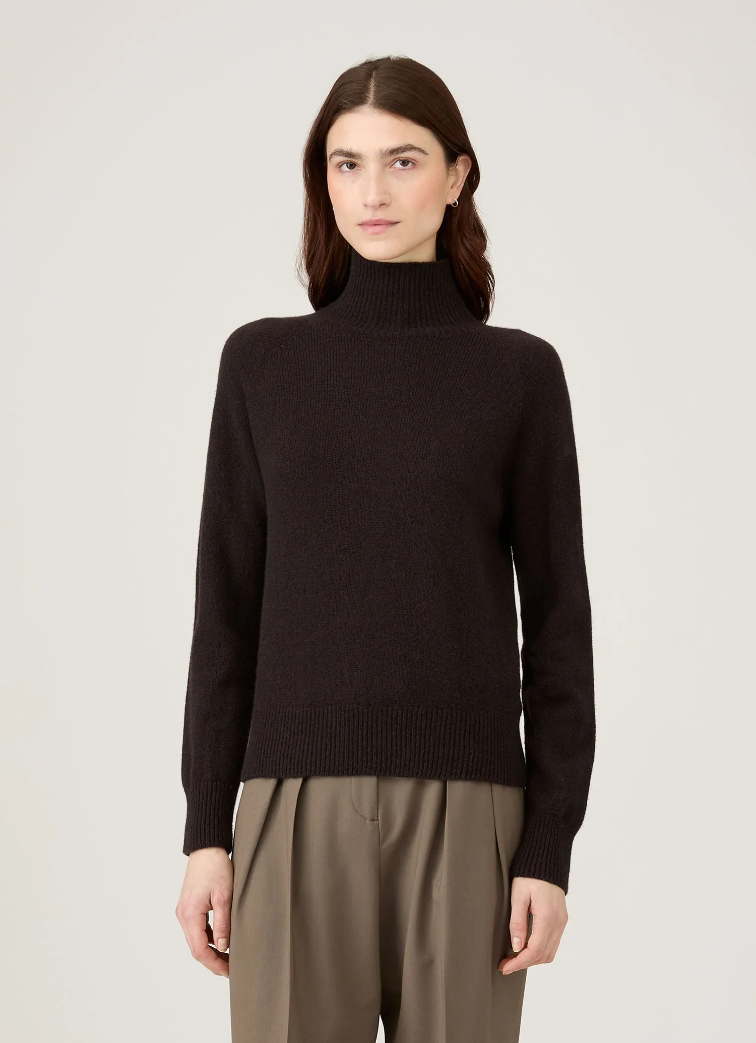 Women's Lambswool Funnel Neck Jumper in Truffle sold by Sunspel