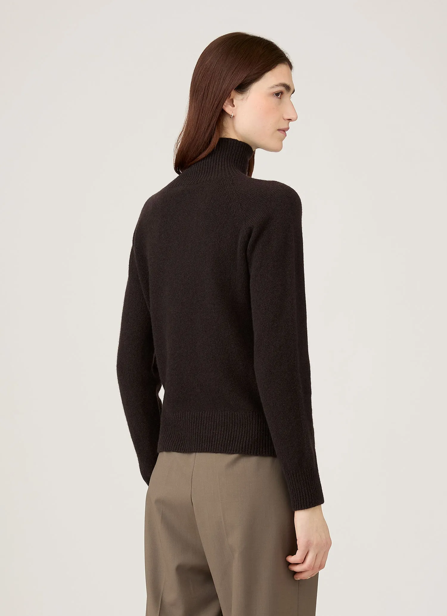 Women's Lambswool Funnel Neck Jumper in Truffle sold by Sunspel product image thumbnail 3