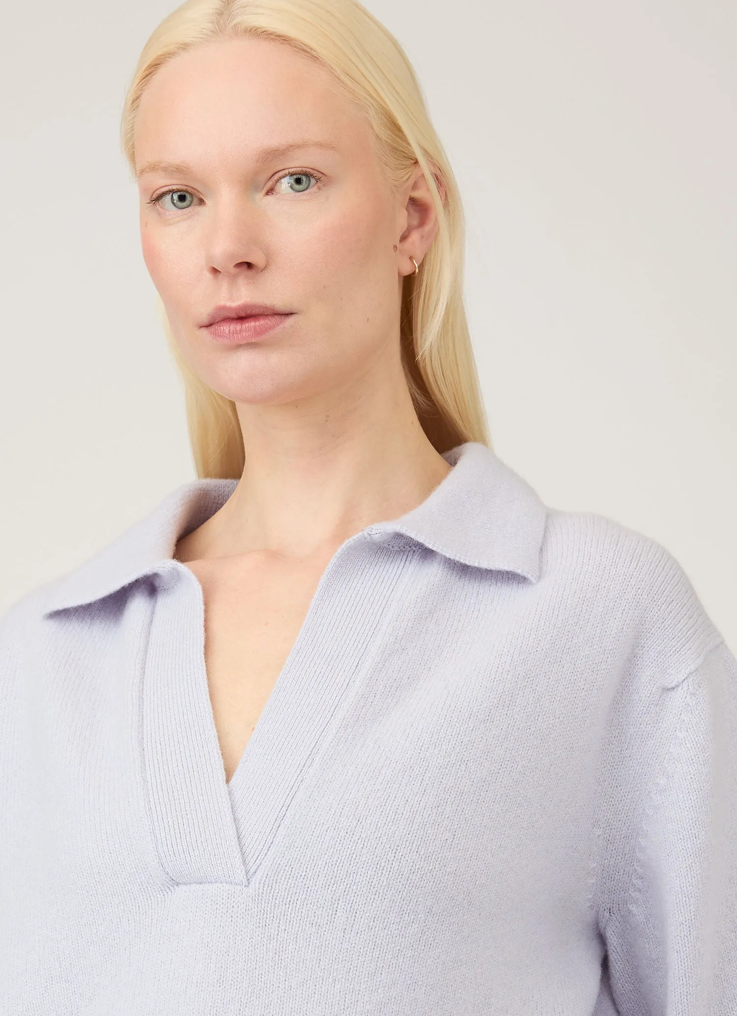 Women's Lambswool Polo Neck Jumper in Ice Blue sold by Sunspel product image thumbnail 4