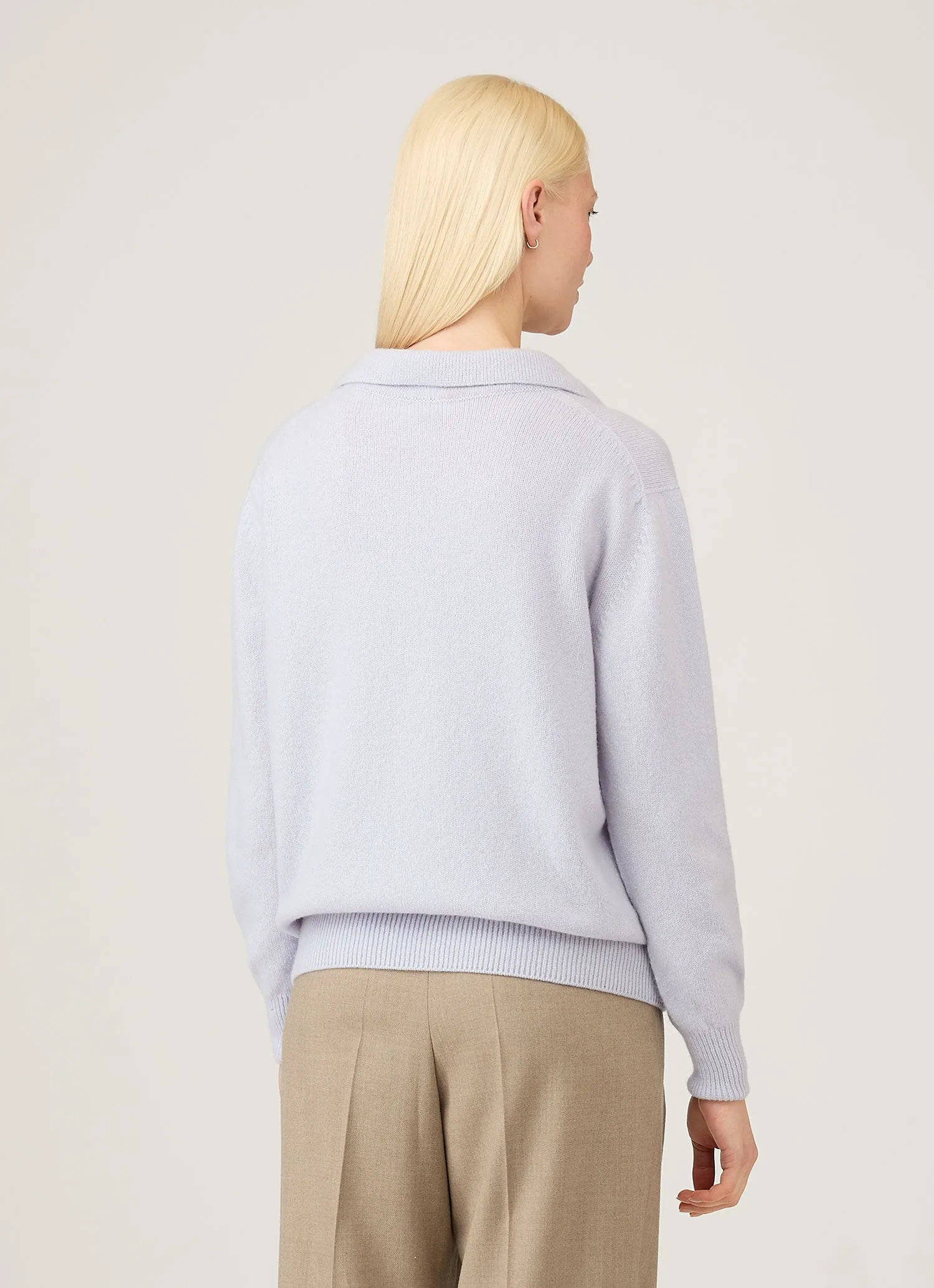 Women's Lambswool Polo Neck Jumper in Ice Blue sold by Sunspel product image thumbnail 3