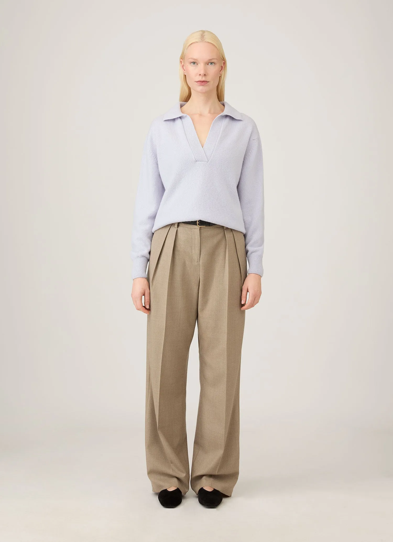 Women's Lambswool Polo Neck Jumper in Ice Blue sold by Sunspel product image thumbnail 2