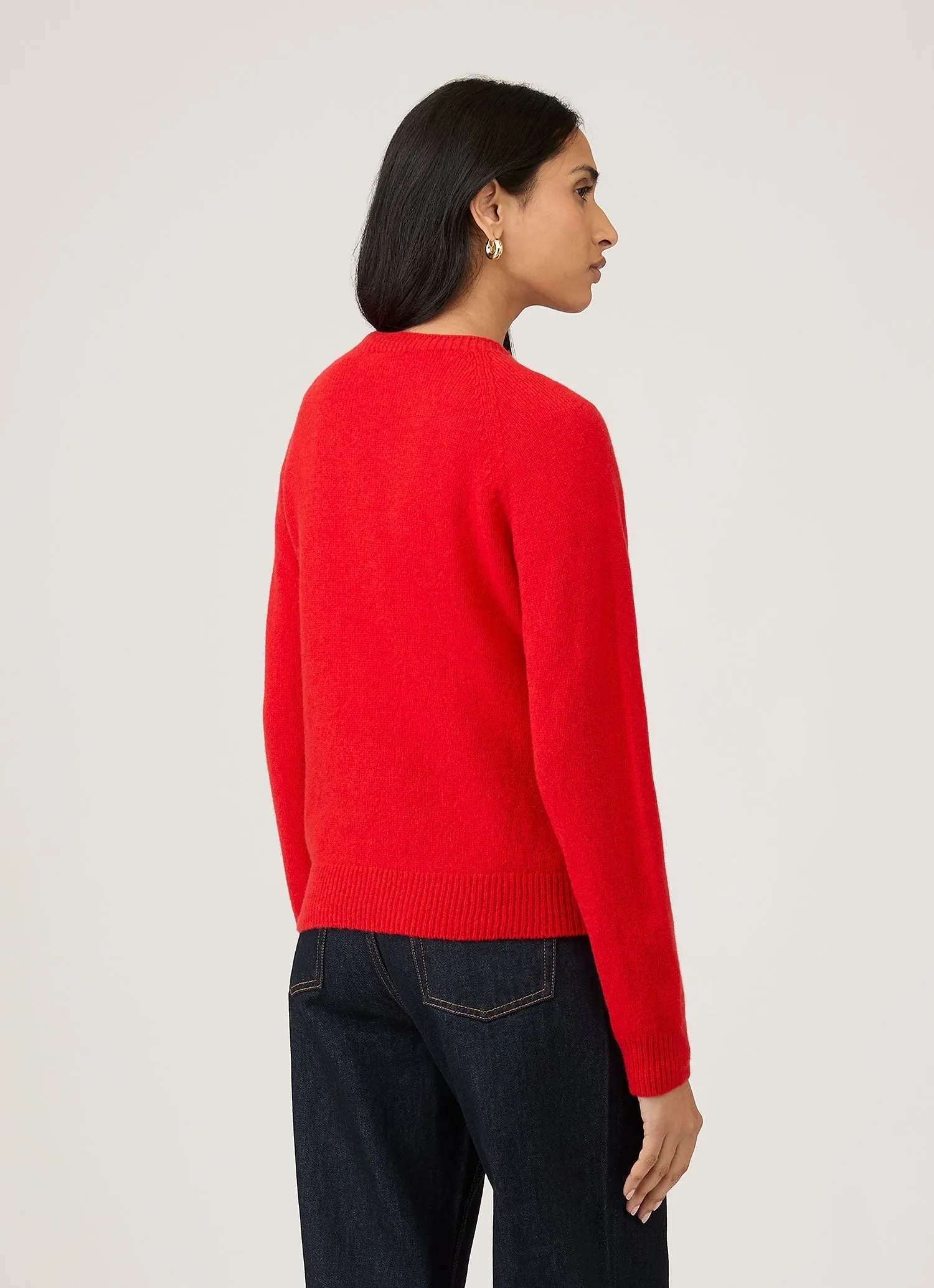 Women's Lambswool Crew Neck Jumper in Bright Red sold by Sunspel product image thumbnail 3