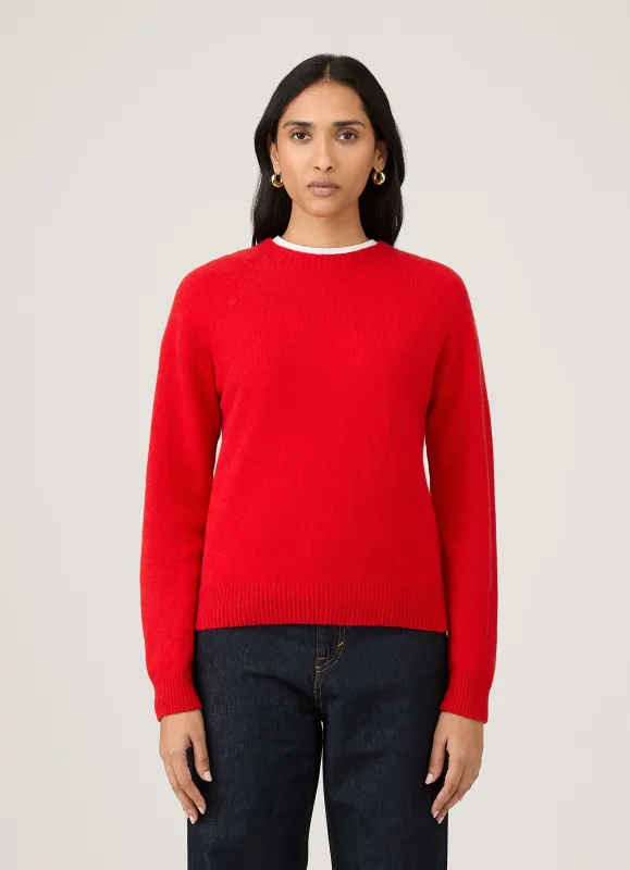Women's Lambswool Crew Neck Jumper in Bright Red sold by Sunspel